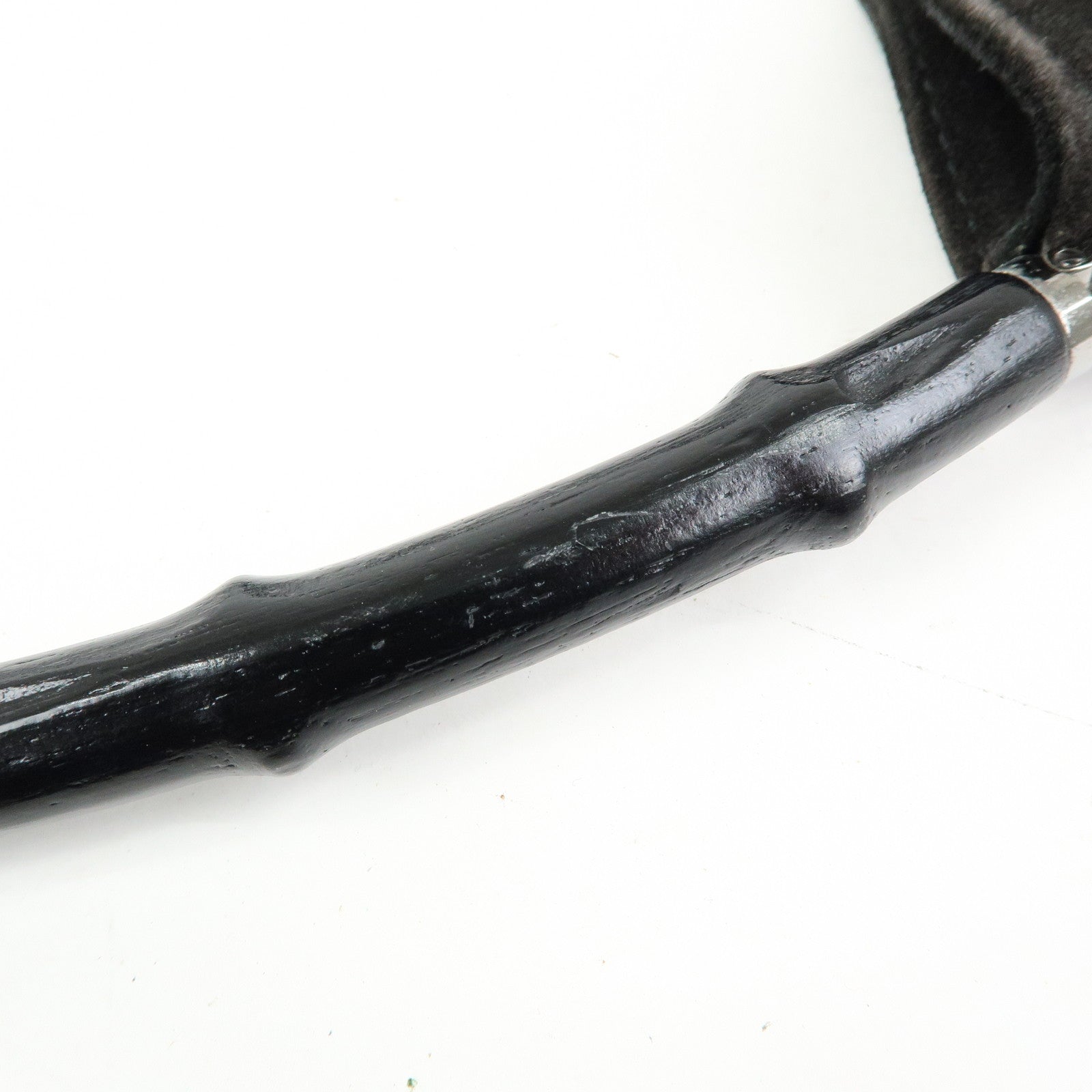 GUCCI Bamboo Suede Shoulder Bag Hand Bag Black 001.3244