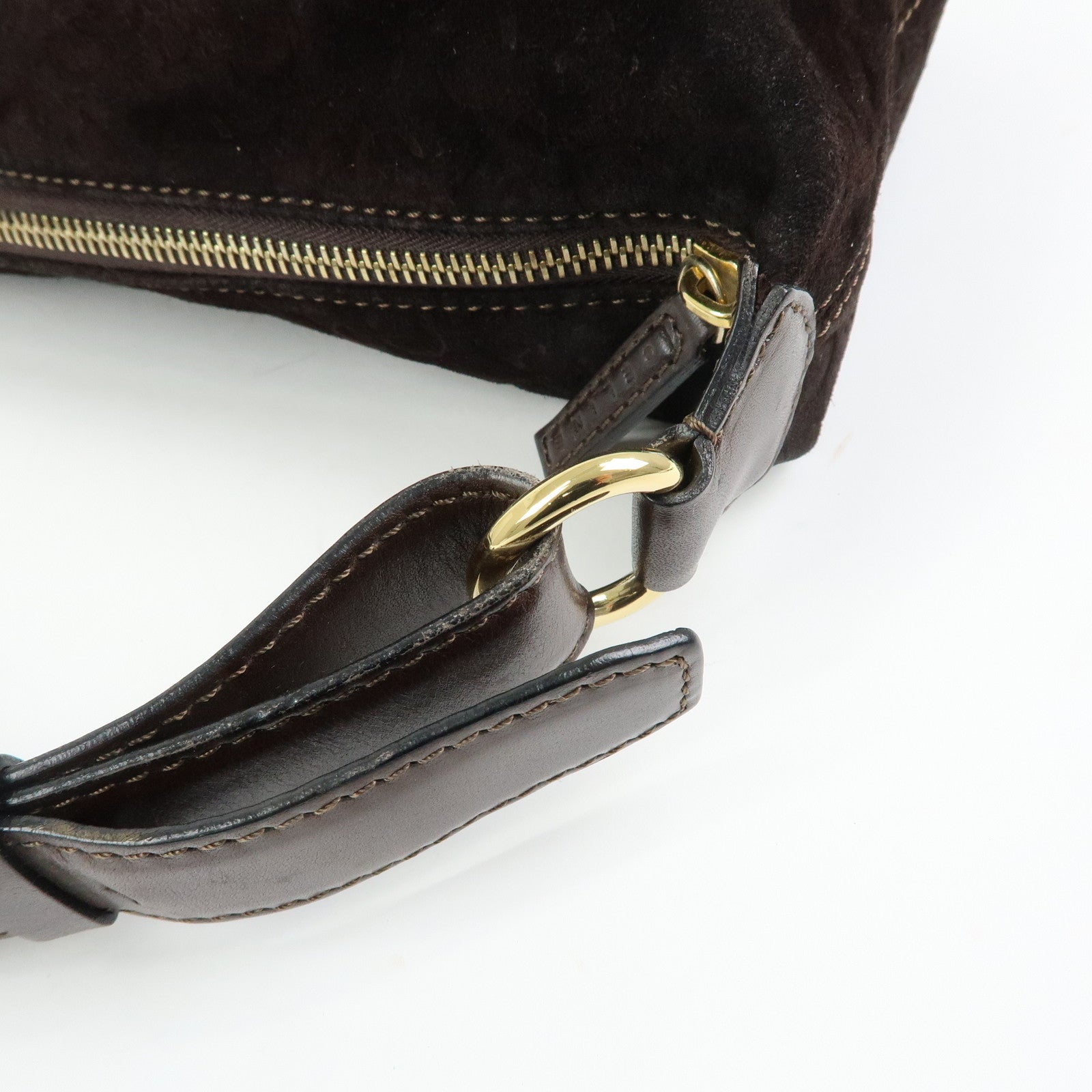 CELINE C Macadam Suede Leather Shoulder Bag Hand Bag Dark Brown