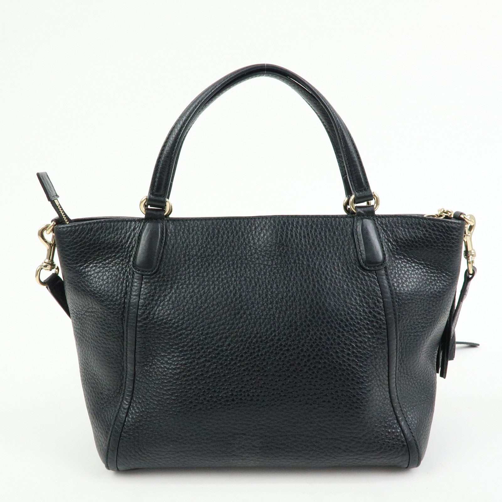 GUCCI Interlocking G SOHO Leather 2Way Bag Hand Bag Black 369176