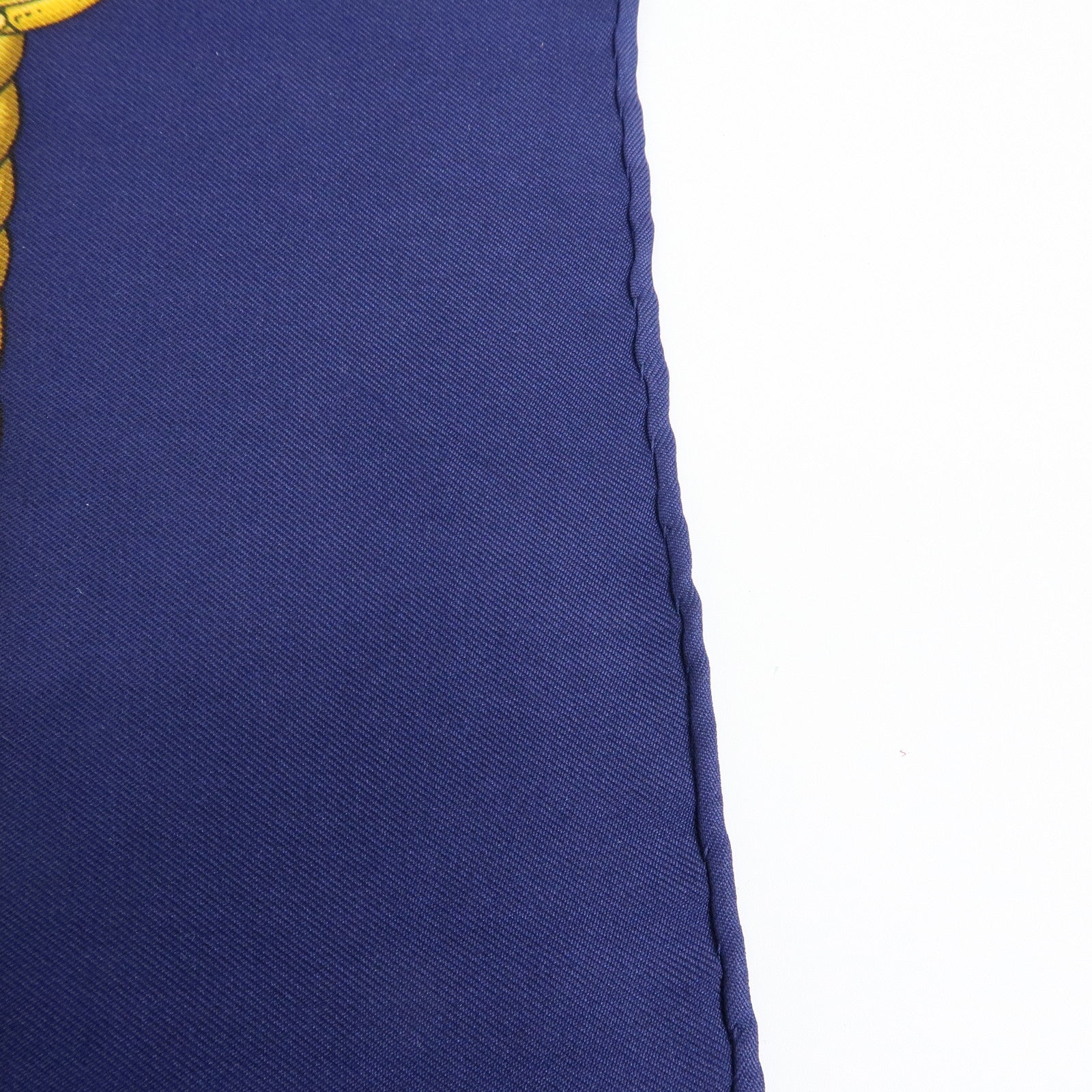 HERMES Carre 90 Silk 100% Scarf LES TAMBOURS Navy Gold