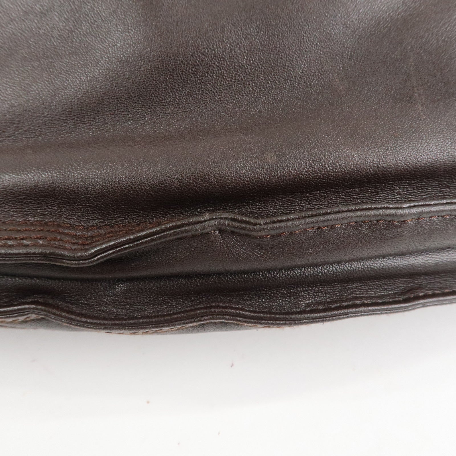 LOEWE Anagram Nappa Leather Shoulder Bag Brown Used