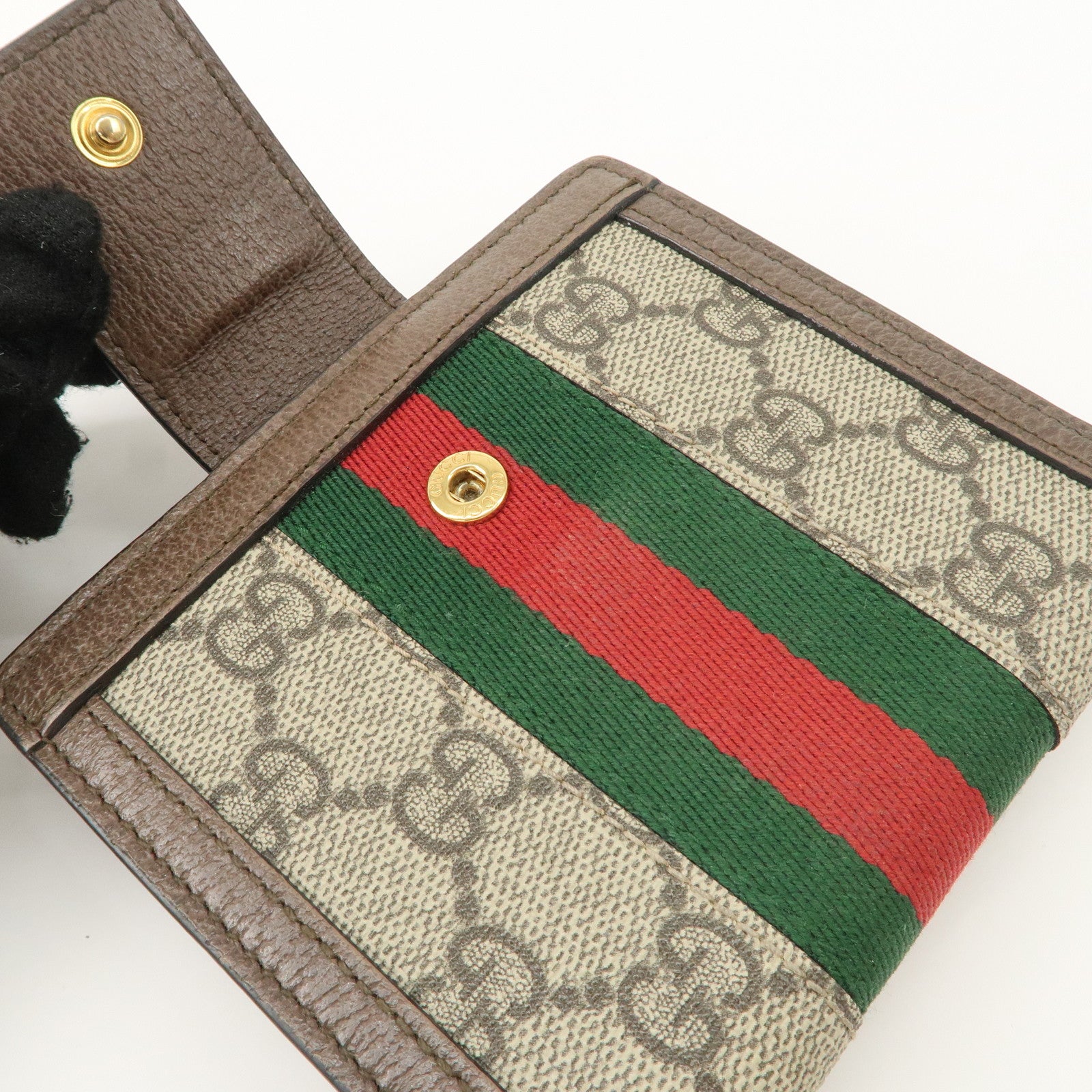 GUCCI Ophidia Sherry GG Supreme Wallet Beige Brown 523173 Used