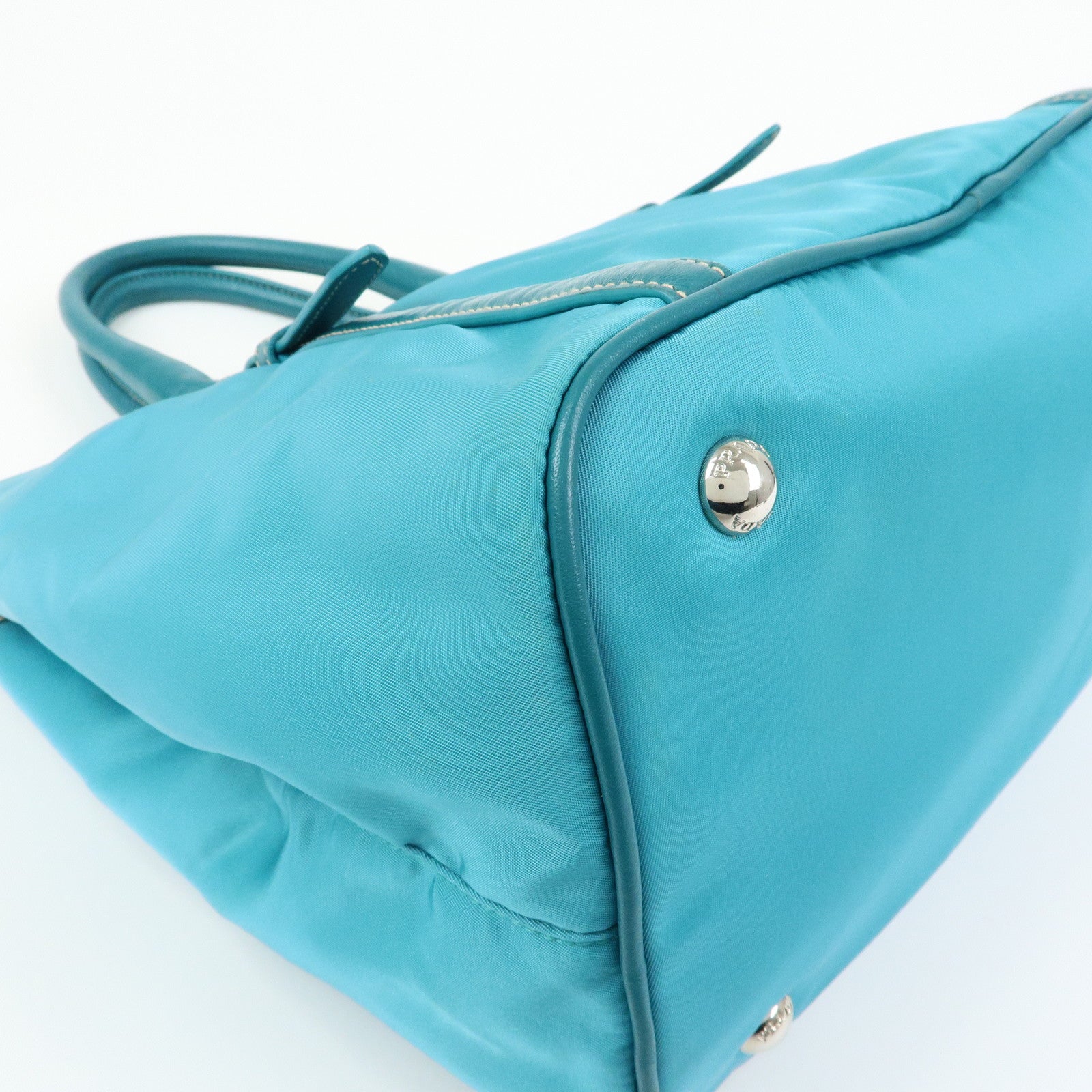 PRADA Nylon Leather 2Way Tote Hand Shoulder Bag Green BN1841