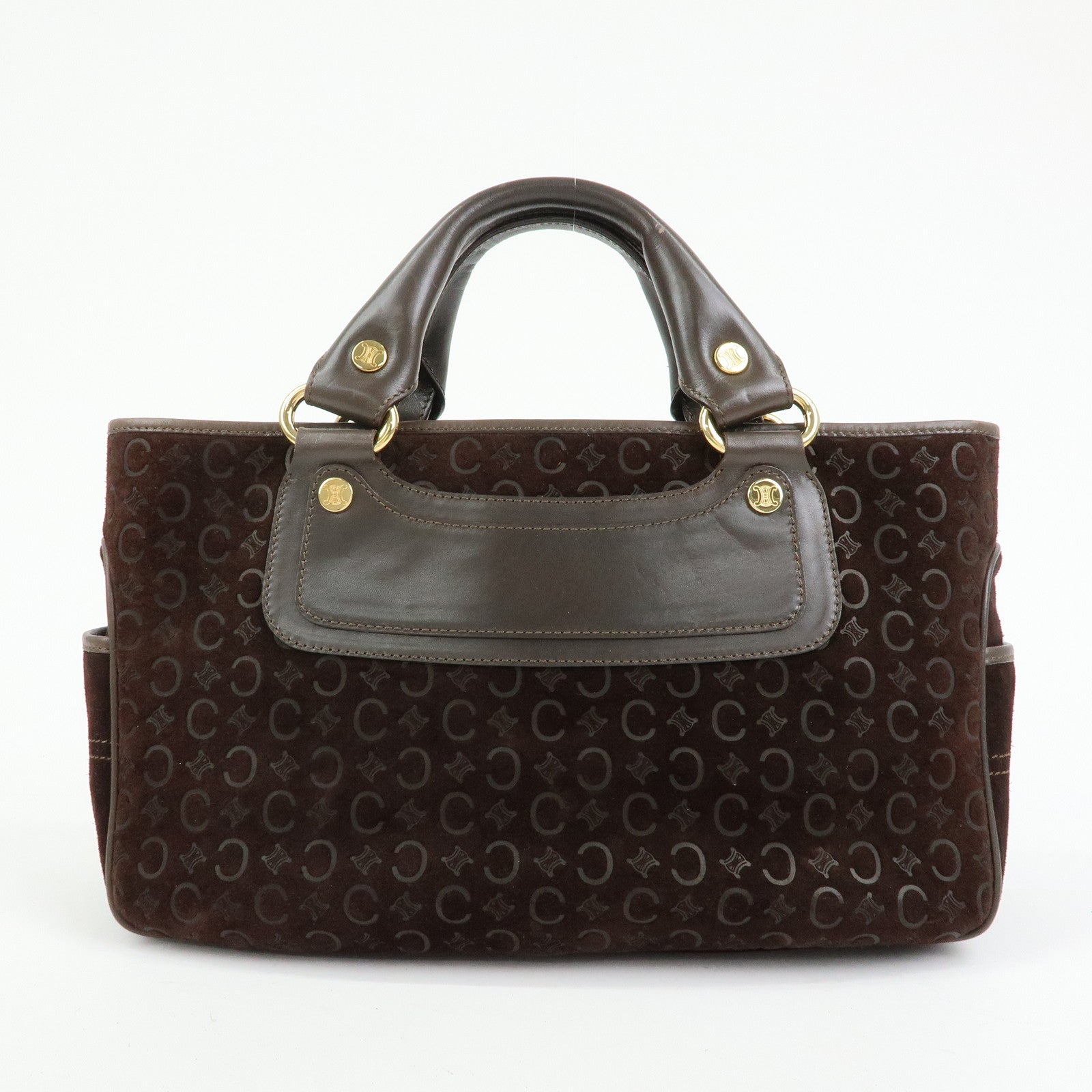 CELINE C Macadam Suede Leather Boogie Bag Hand Bag Brown