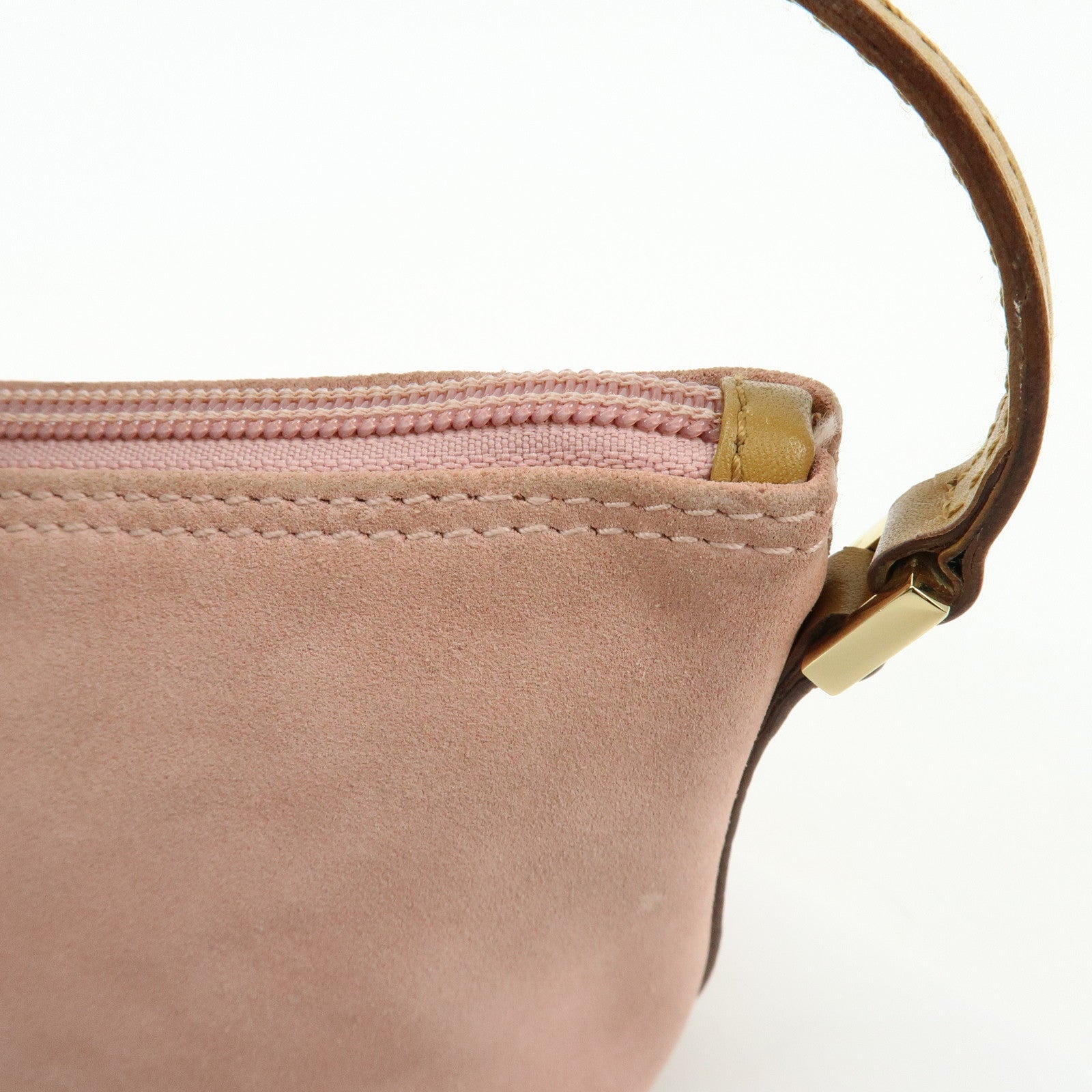 GUCCI Boat Bag Suede Leather Accessory Pouch Hand Bag Pink 039.1103