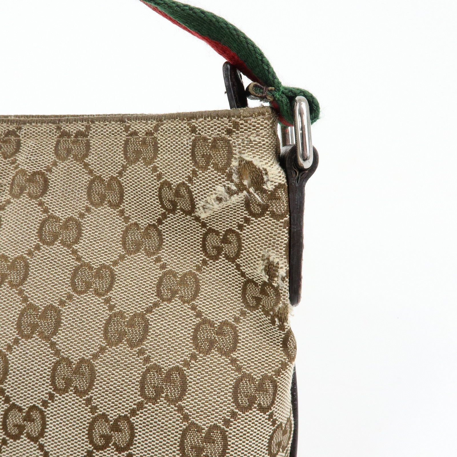 GUCCI Sherry GG Canvas Leather Shoulder Crossbody Bag Beige 189749