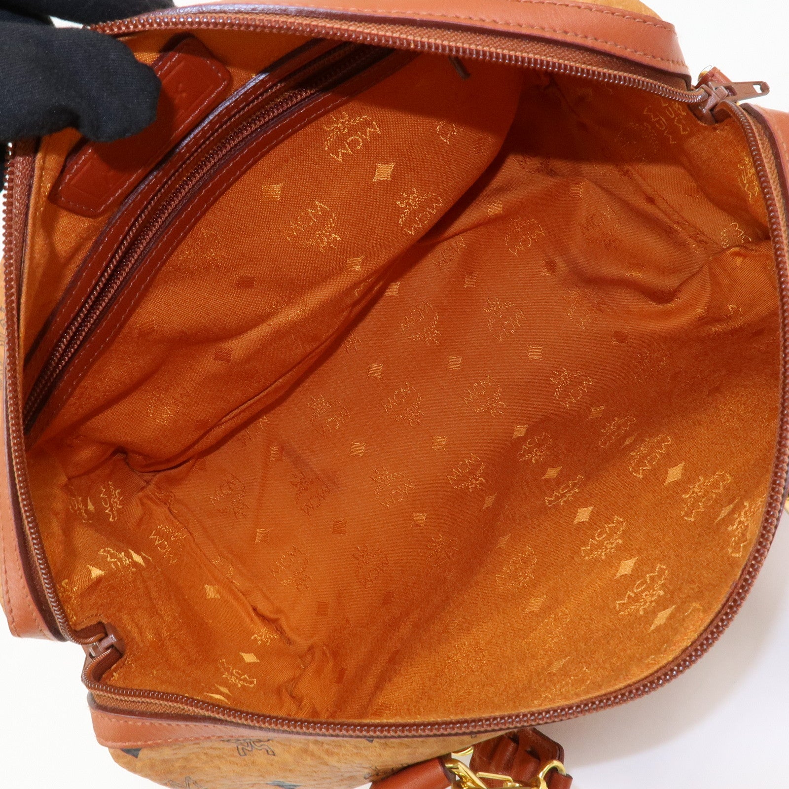 MCM Visetos Logo Leather 2WAY Bag Hand Bag Shoulder Bag Brown