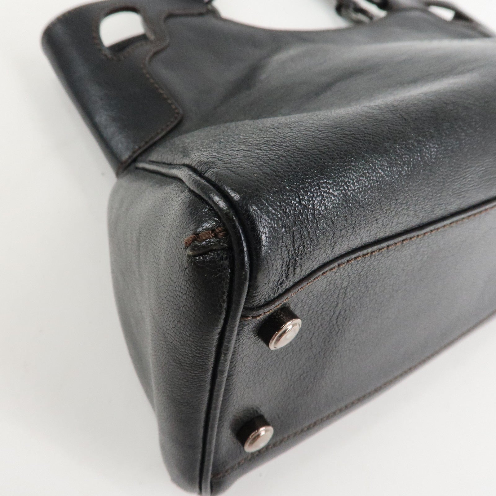 Cartier Must Line Calf Leather Marcello Hand Bag Dark Brown