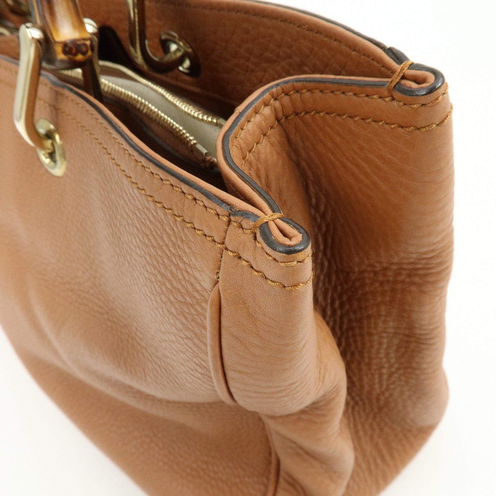 GUCCI Bamboo Shopper Medium 2Way Bag Shoulder Bag Brown 323660