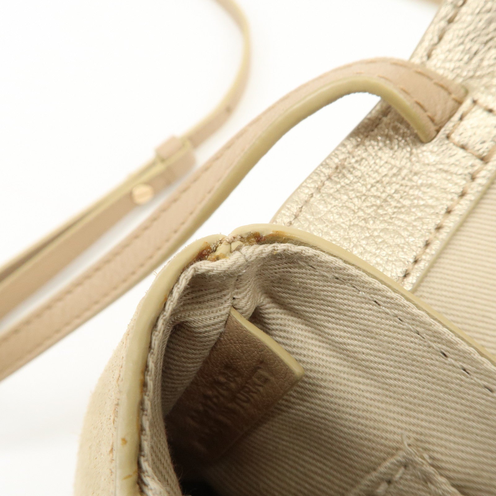 Chloe See By Chloe Hana Suede Leather Shoulder Crossbody Bag Gold