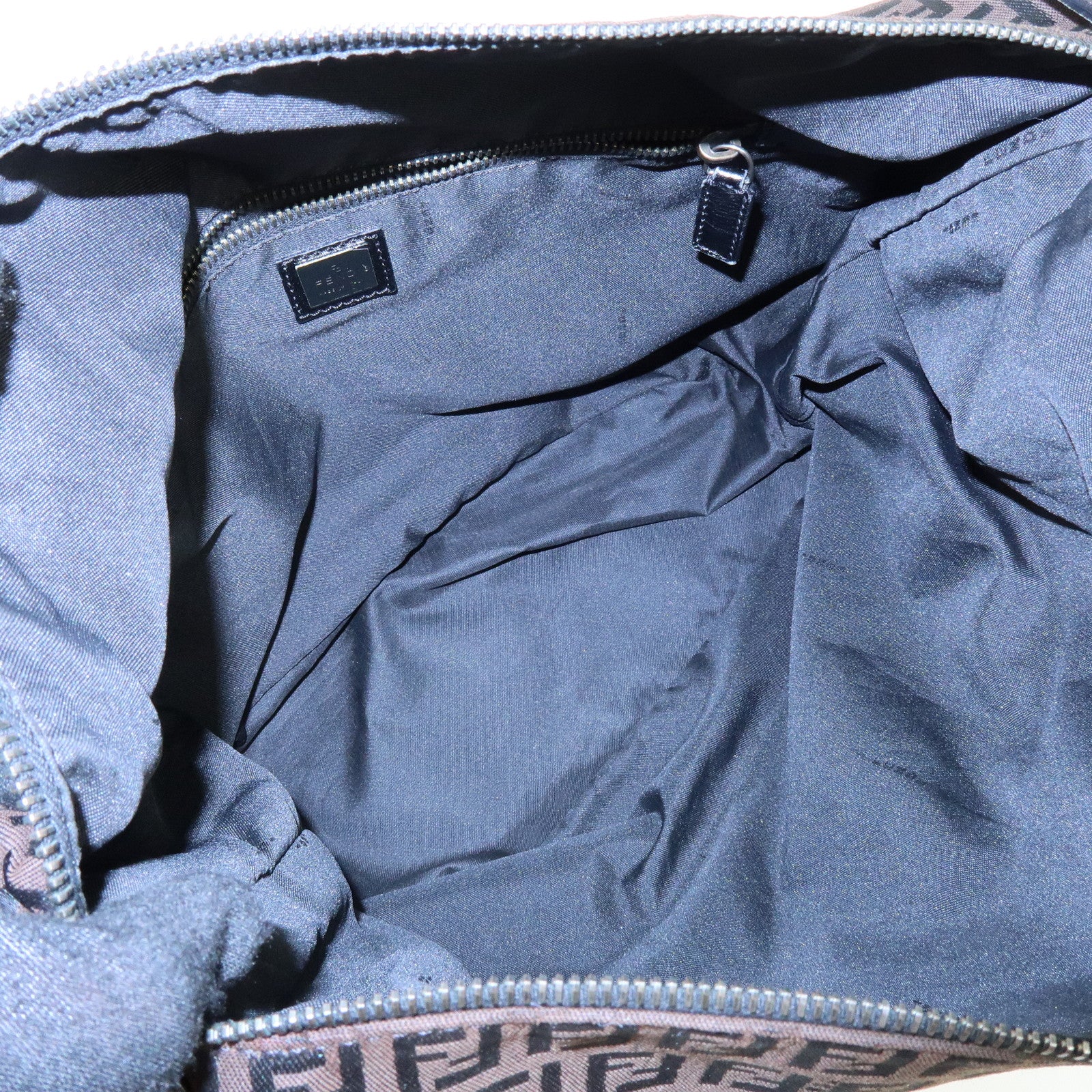 FENDI Zucca Canvas Leather Shoulder Bag Brown Black 7VA003