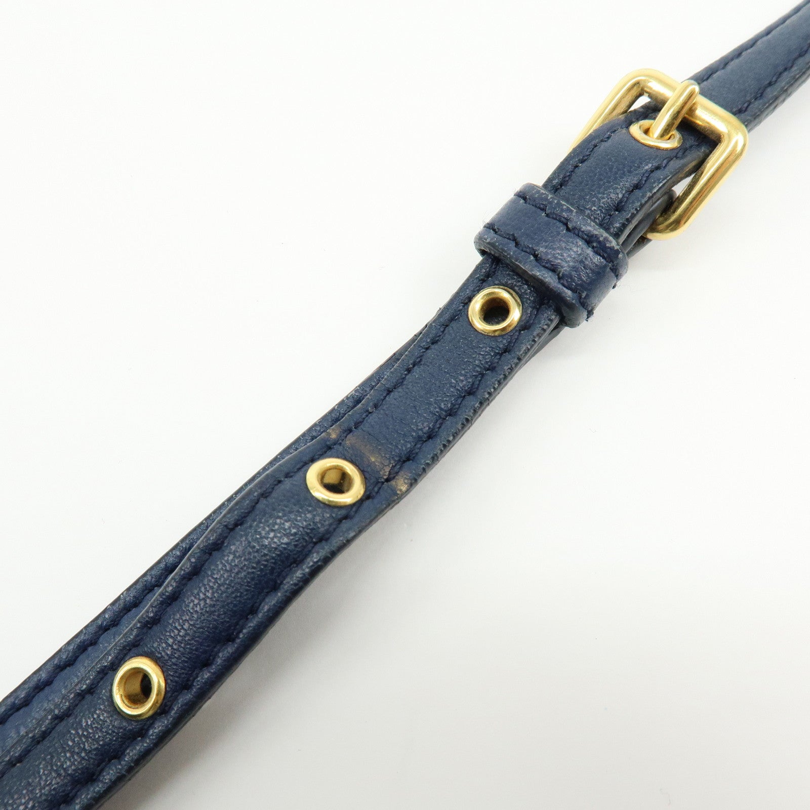 MIU MIU Matelasse Leather Gathered Shoulder Bag Crossbody Bag Navy