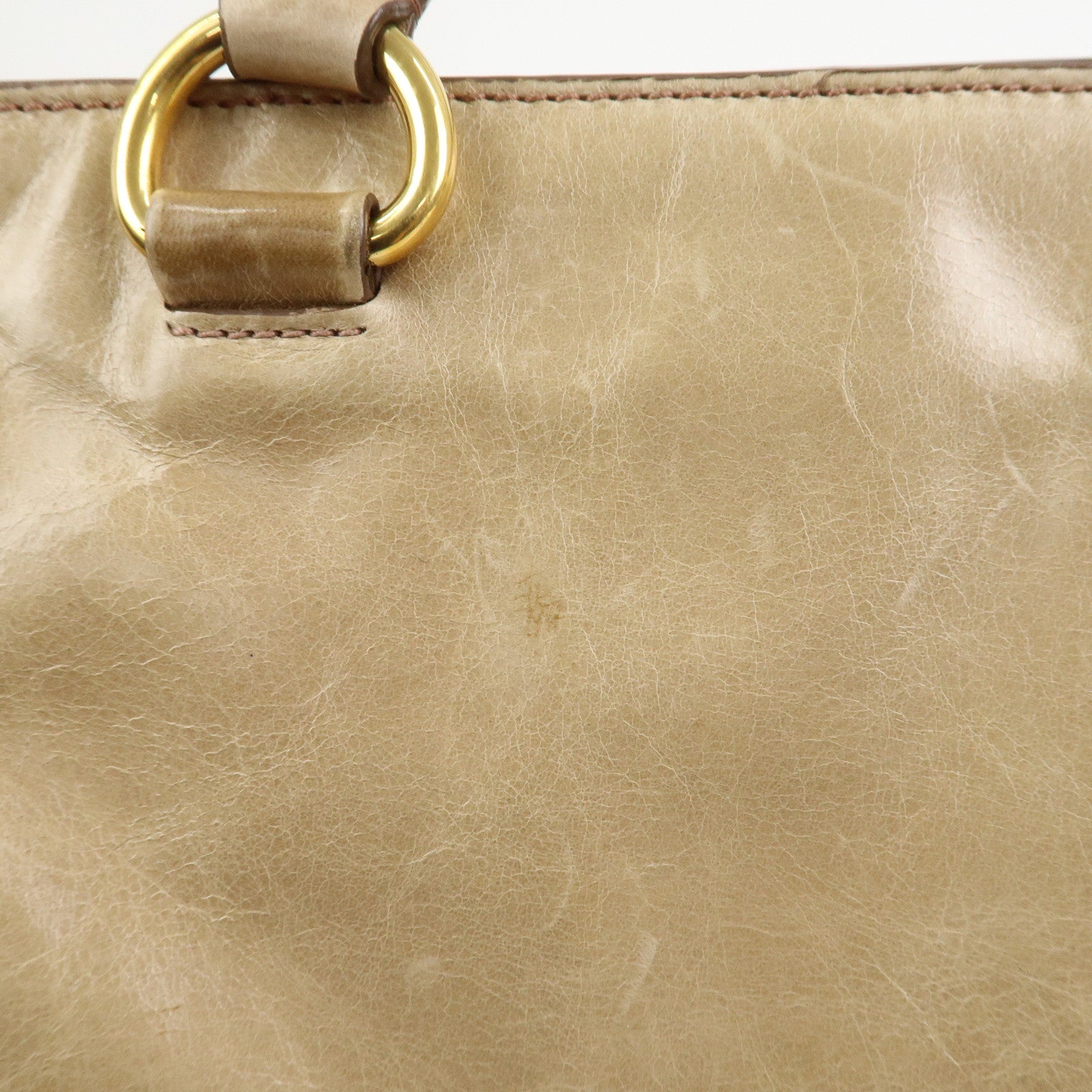 PRADA Logo Leather 2Way Bag Hand Bag Shoulder Bag Beige BN2323