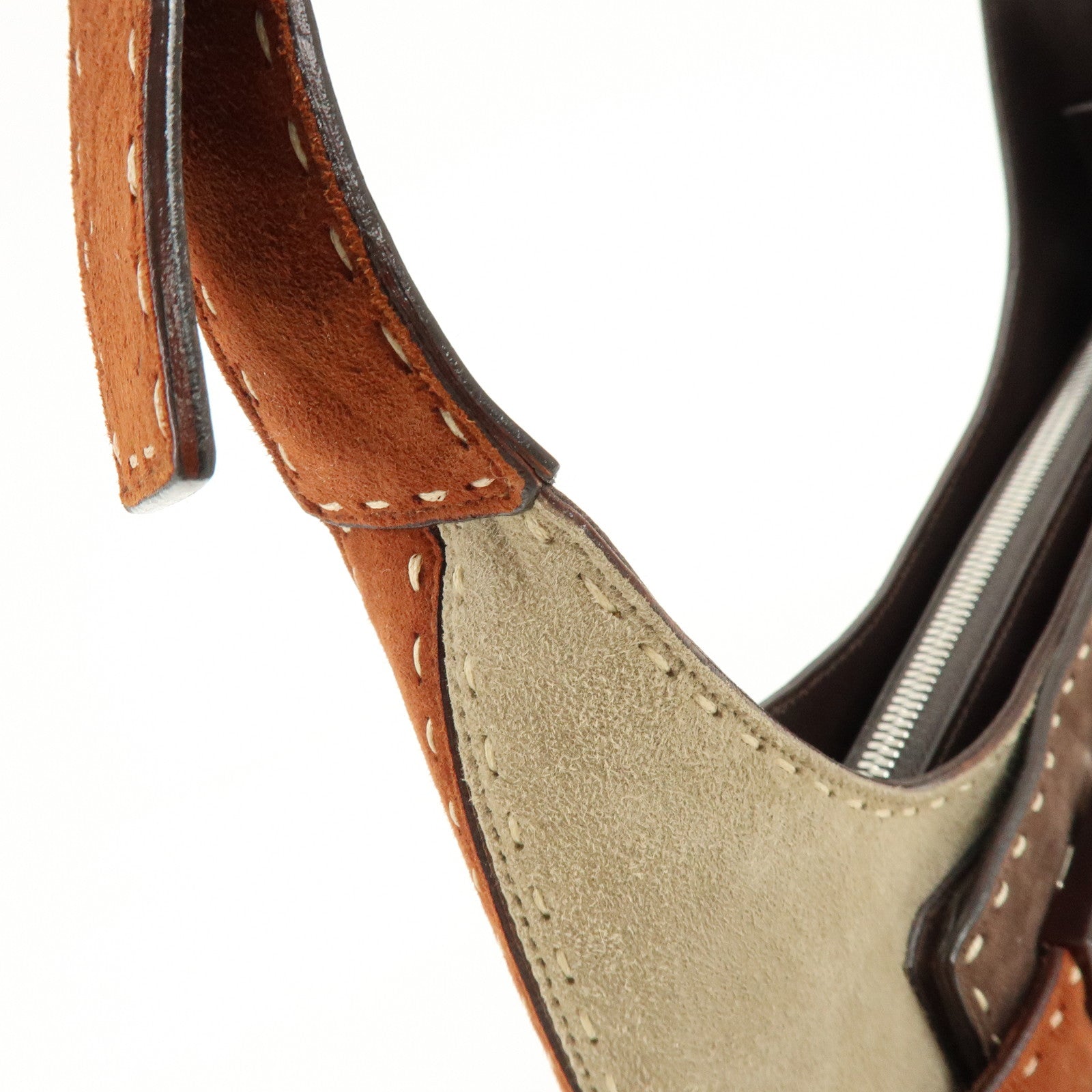 Ferragamo Gancini Suede Shoulder Bag Hand Bag Brown