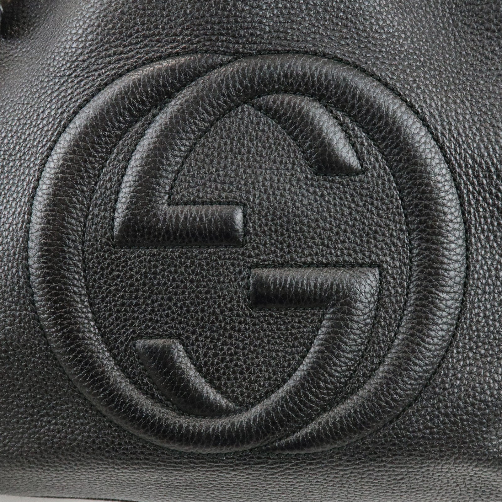 GUCCI SOHO Interlocking G Leather Chain Shoulder Bag Black 308982