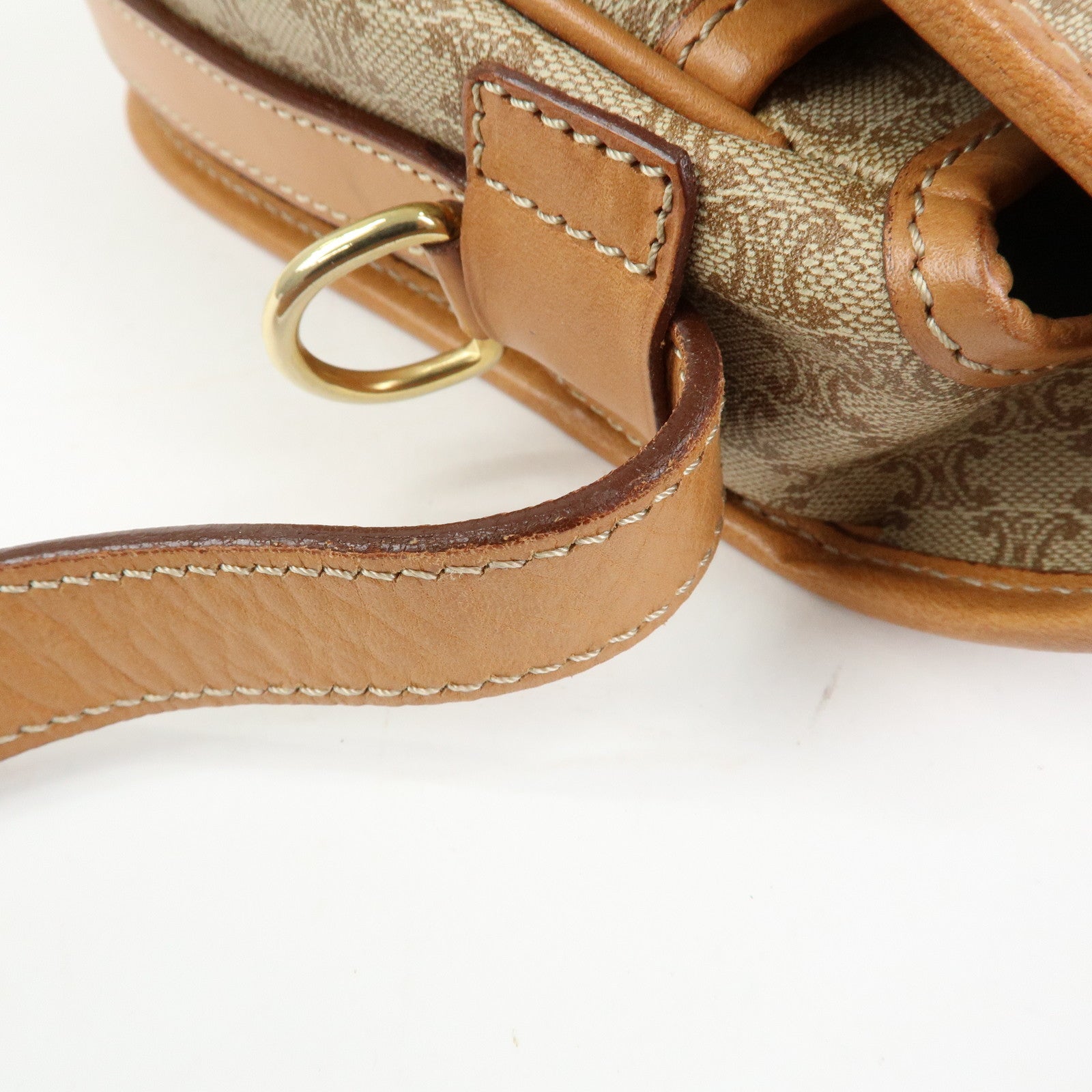 CELINE Macadam PVC Leather Shoulder Bag Beige Brown