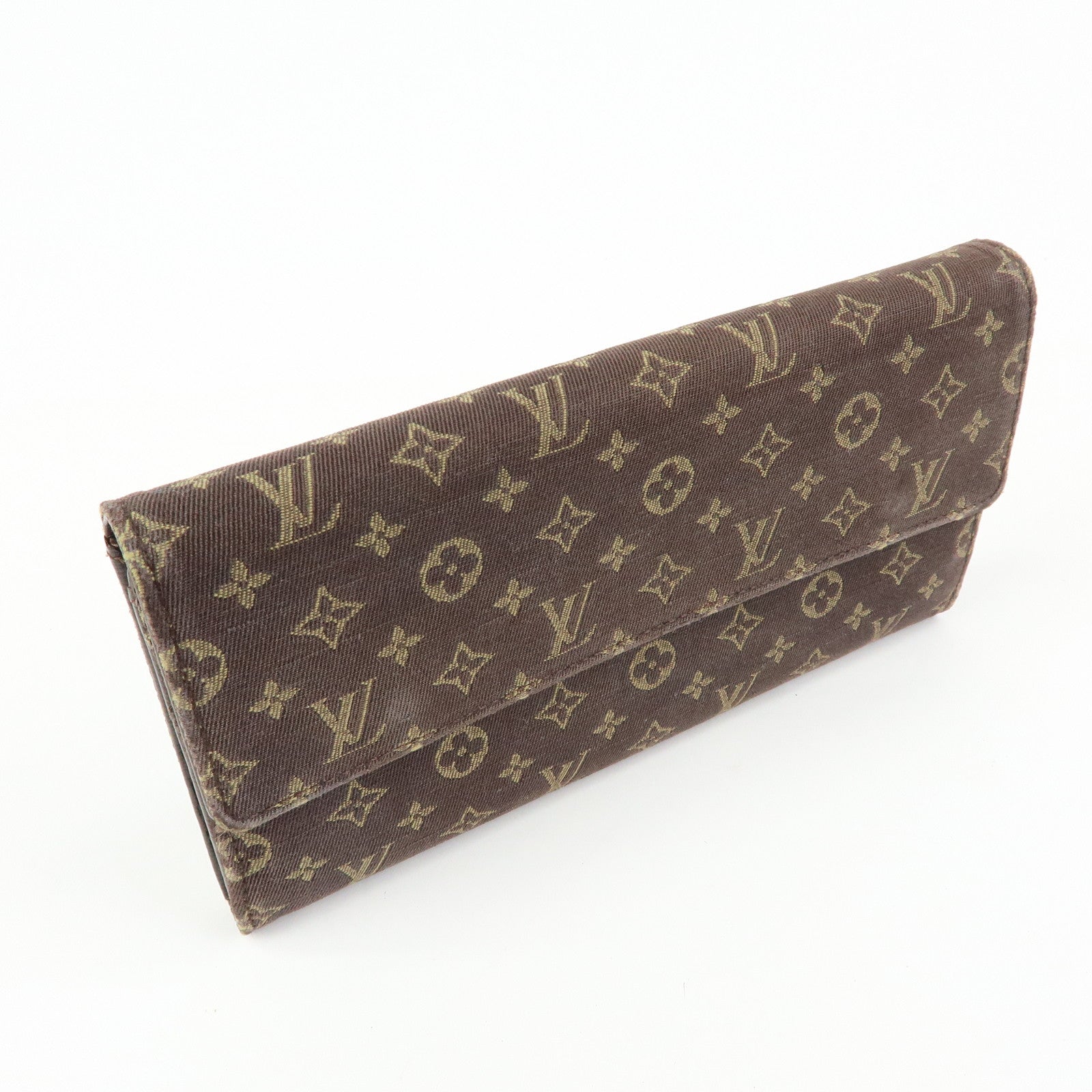 Louis Vuitton Monogram Mini Lin Canvas Long Wallet Brown M95234