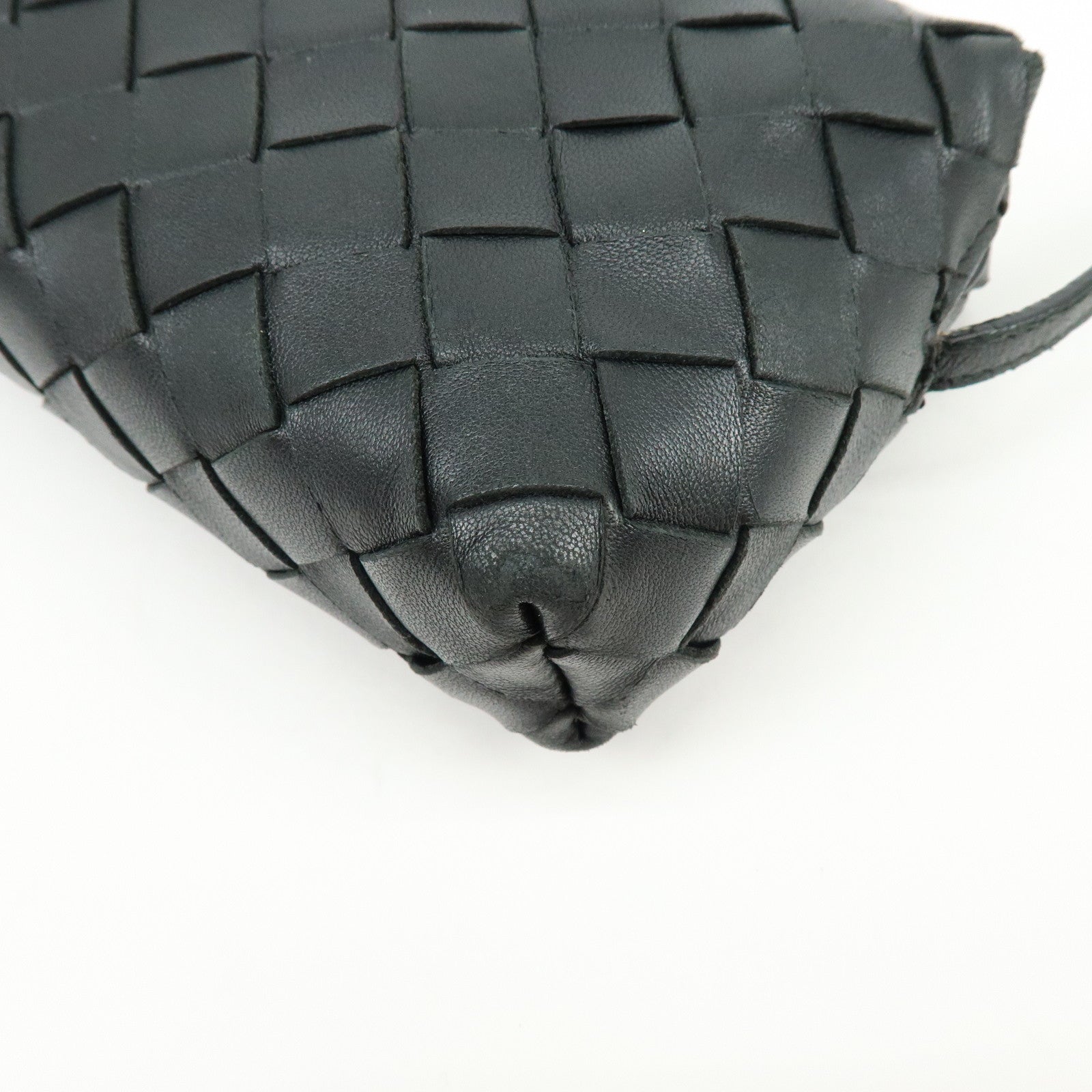 BOTTEGA VENETA Intrecciato Leather Shoulder Bag Crossbody Bag Black