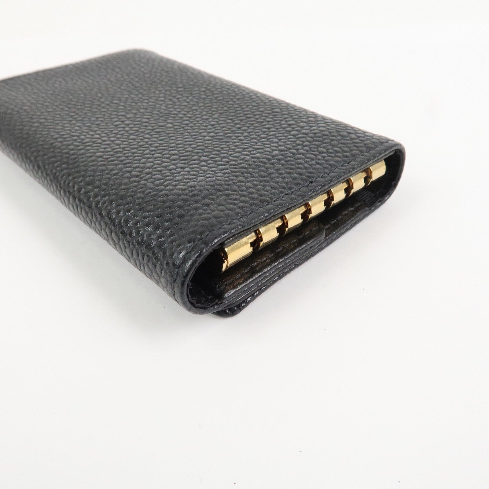 CHANEL COCO Mark Caviarskin 6 Rings Key Case Key Holder A01439