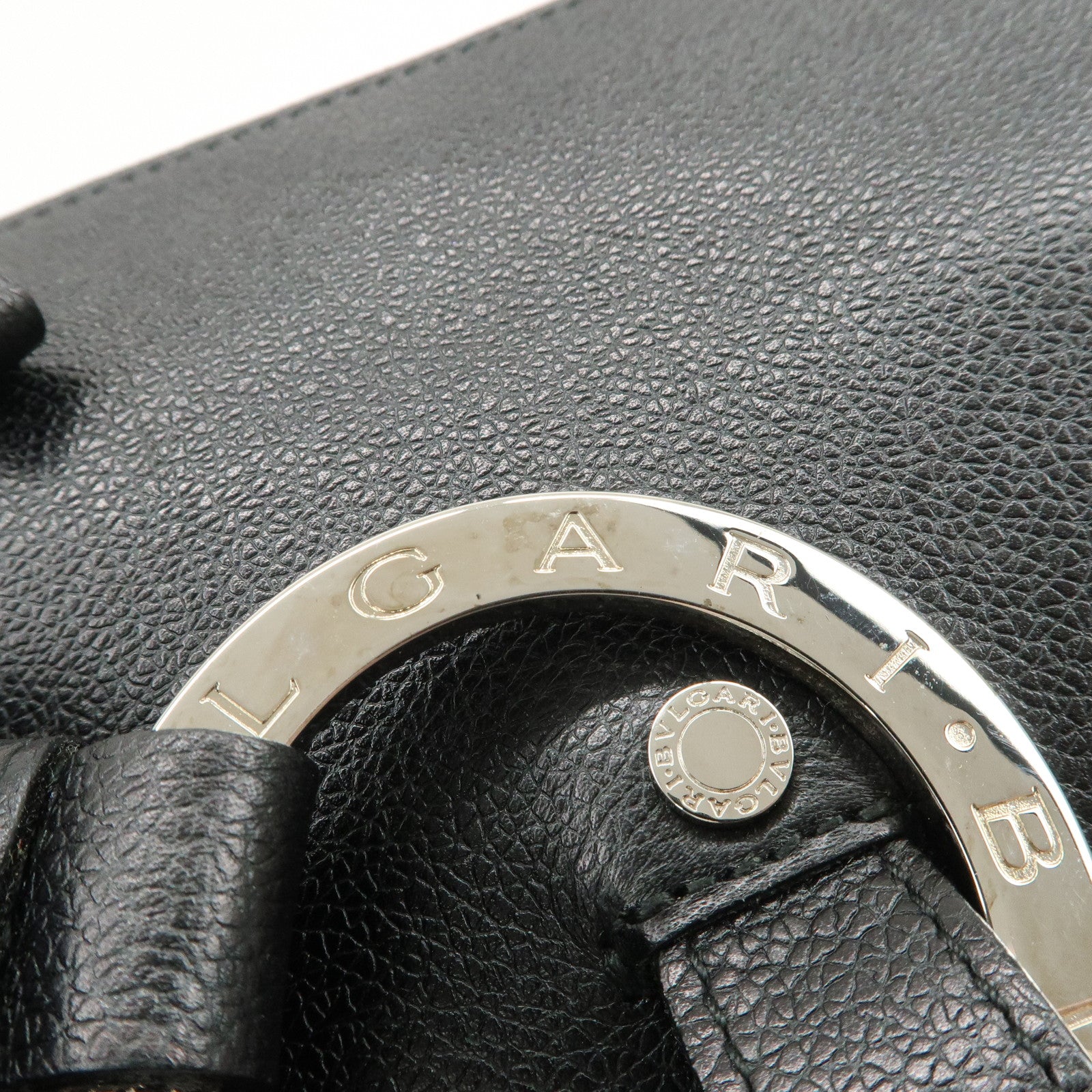 BVLGARI Logo Mania Canvas Leather Hand Bag Shoulder Bag Black