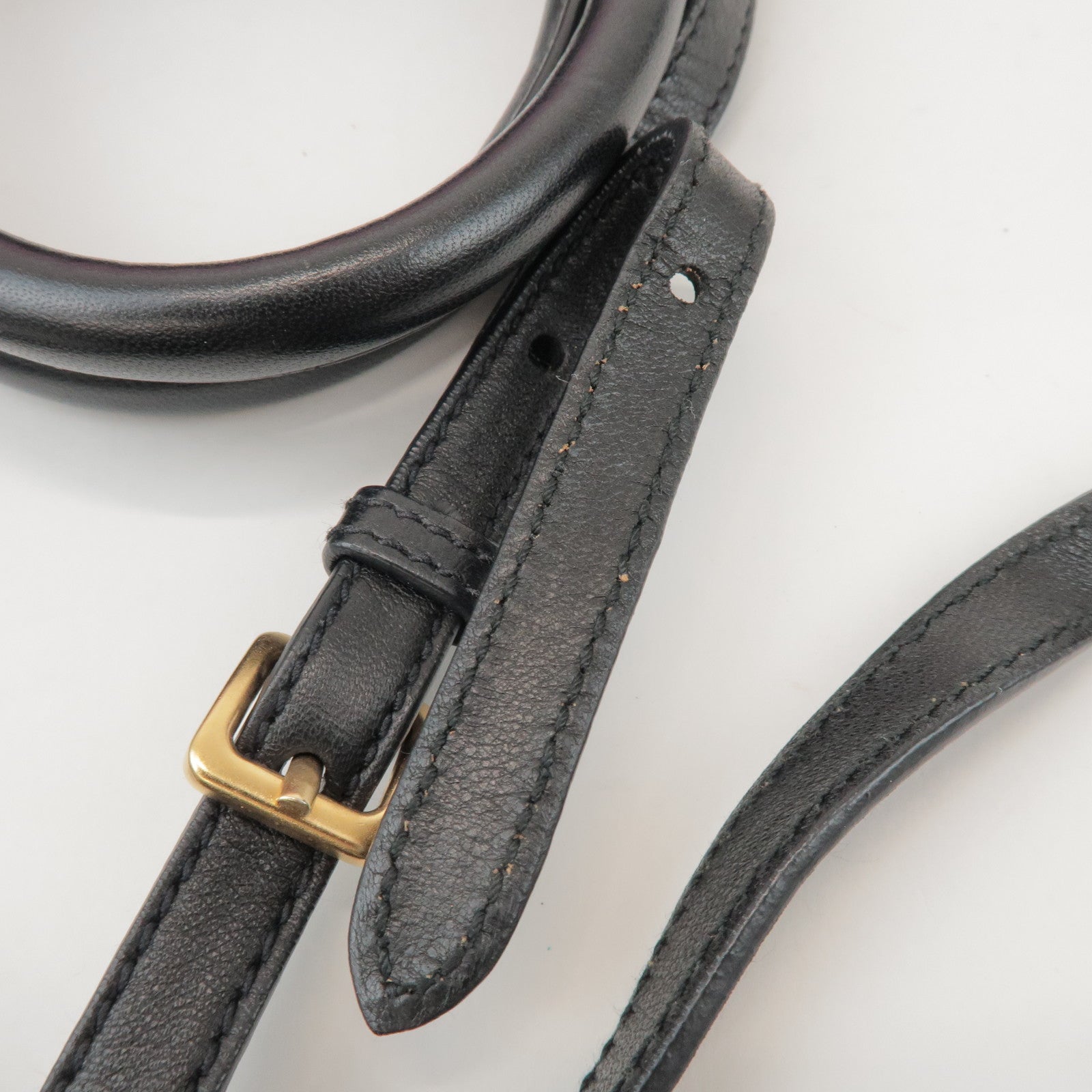 PRADA Logo Leather 2Way Hand Shoulder Bag Ribbon Black Pink BN1604