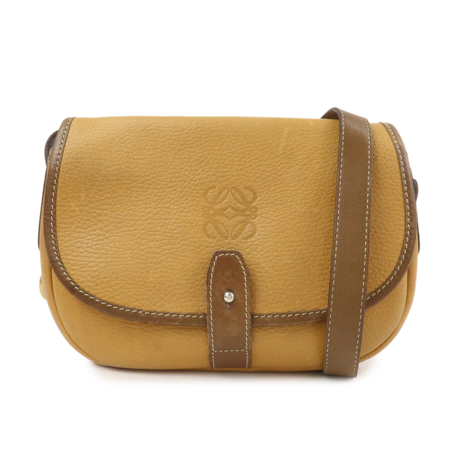 LOEWE Anagram Logo Leather Shoulder Bag Crossbody Bag Brown