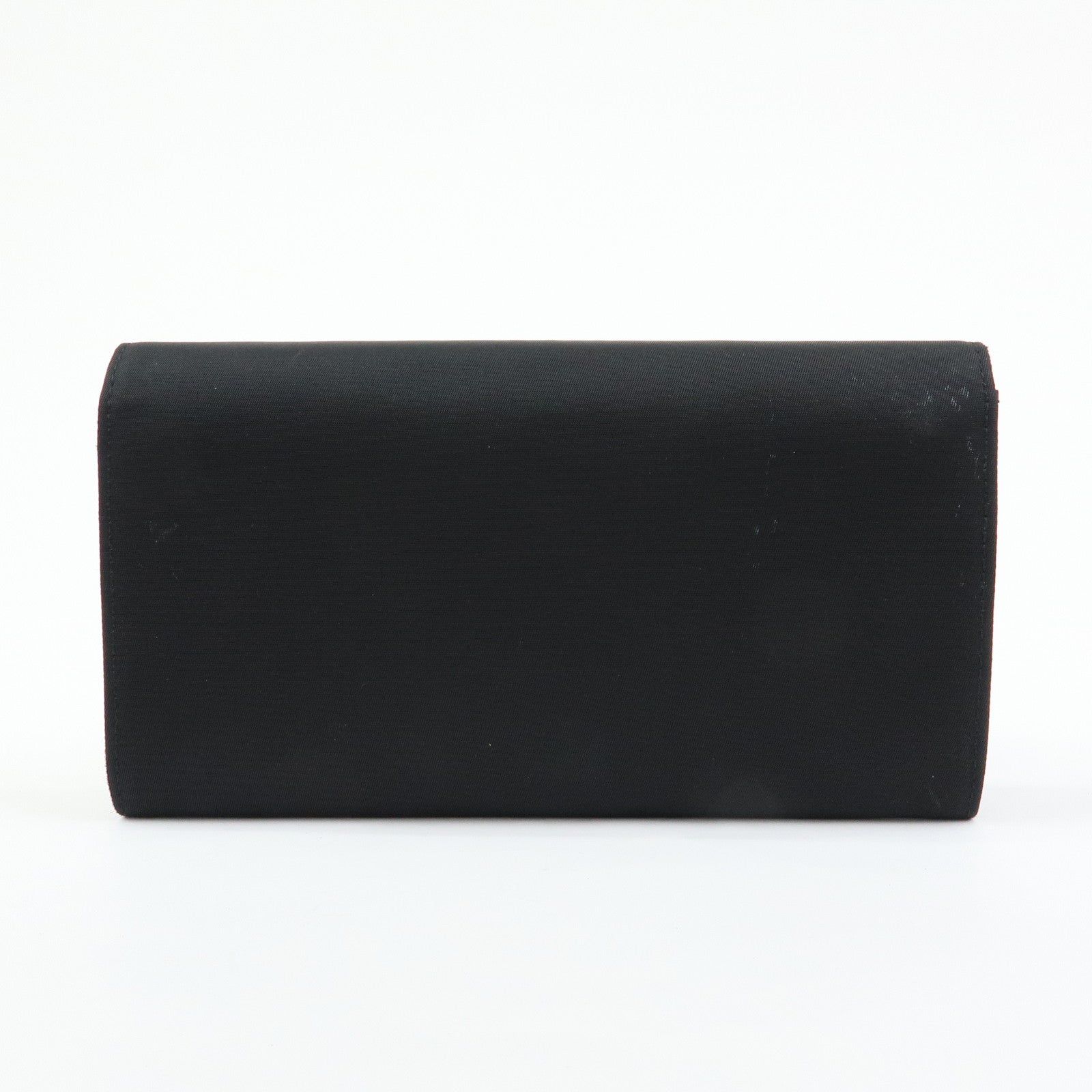 PRADA Triangle Logo Nylon Leather Long Wallet Black M608