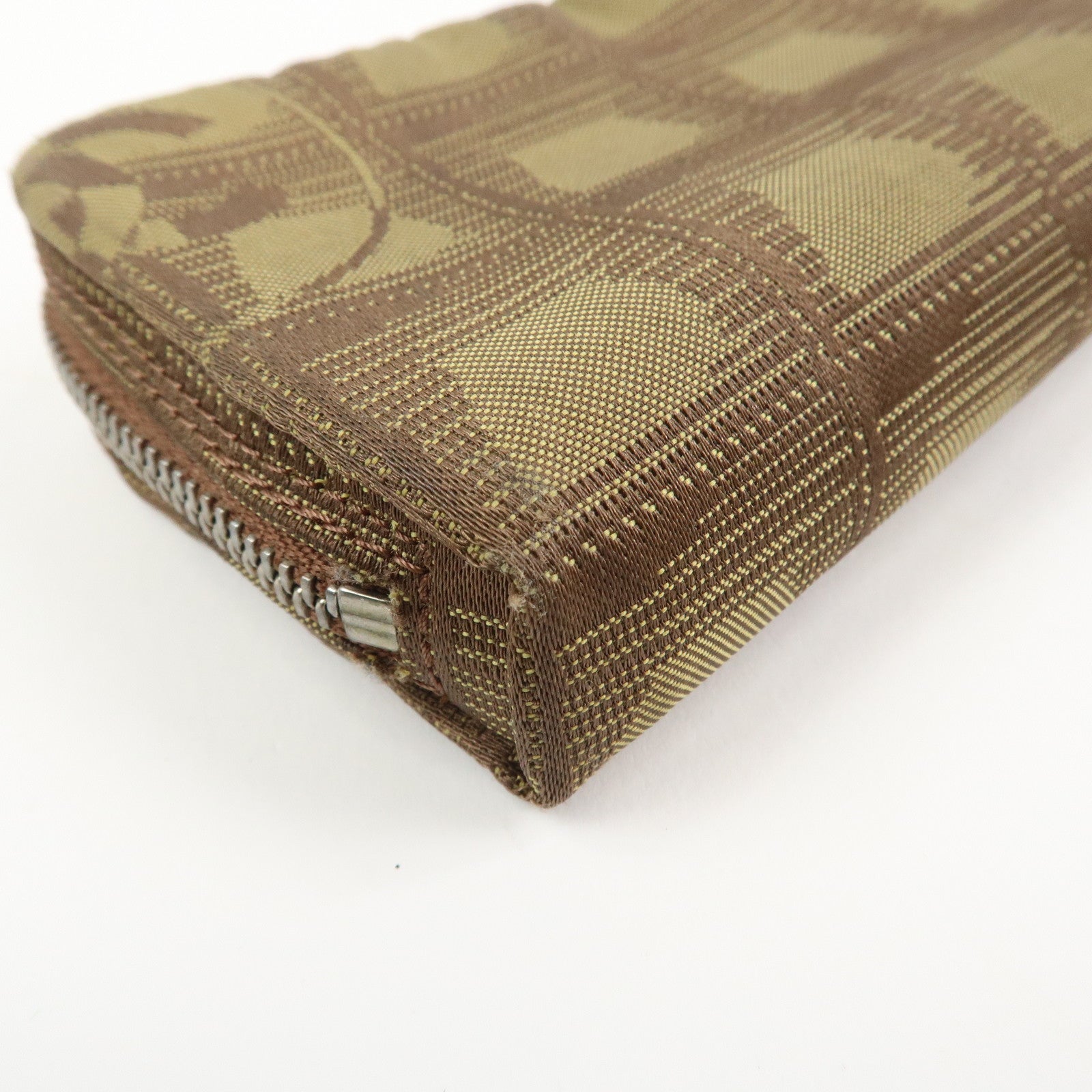 CHANEL New Travel Line Nylon Jacquard Cosmetic Pouch Khaki