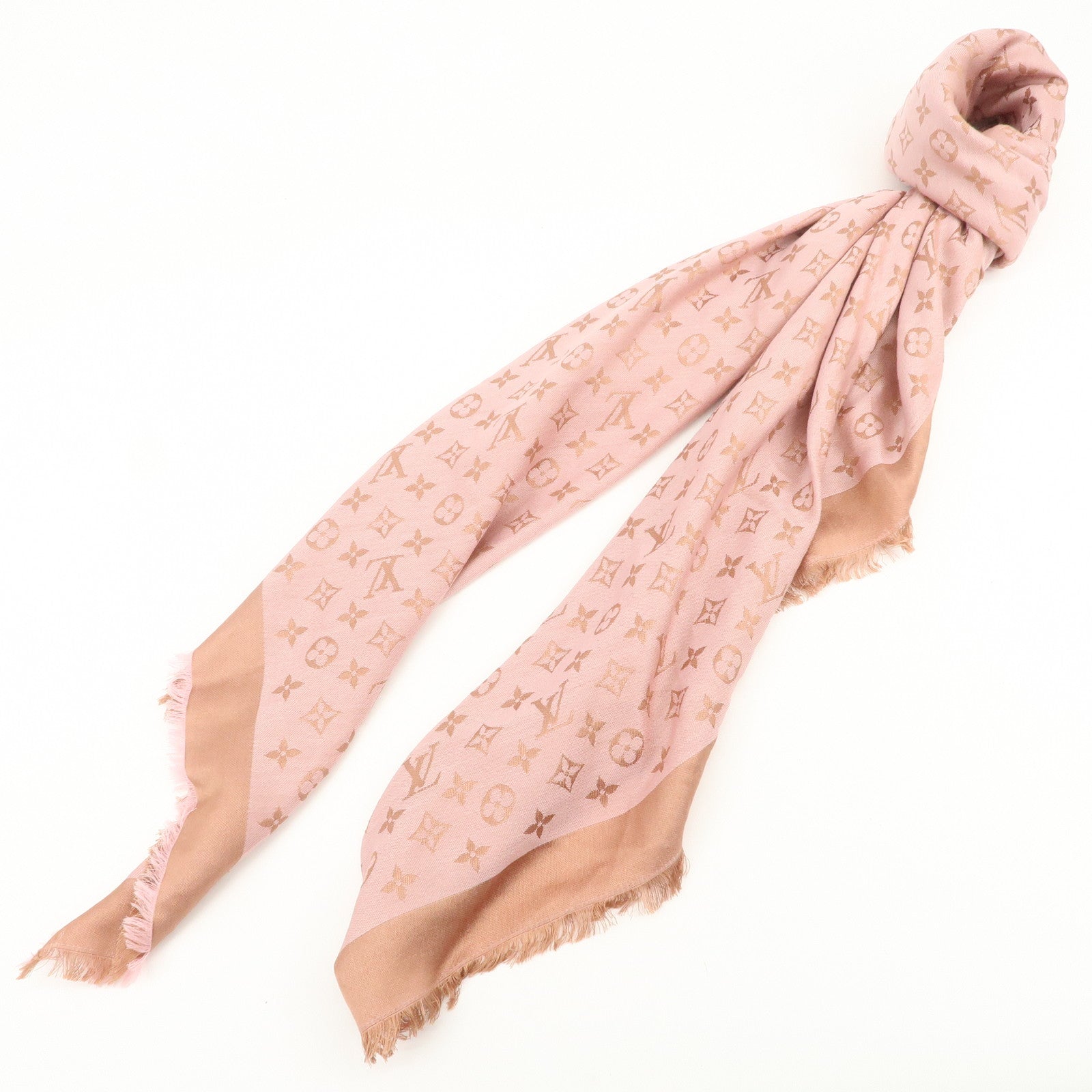 Louis Vuitton Shawl Monogram Neo Denim Silk 100% Wool Scarf M70642