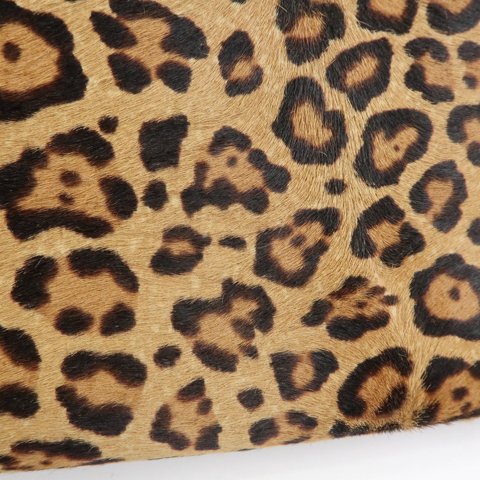 LOEWE Unborn Calf Leather Shoulder Bag Leopard Brown Black