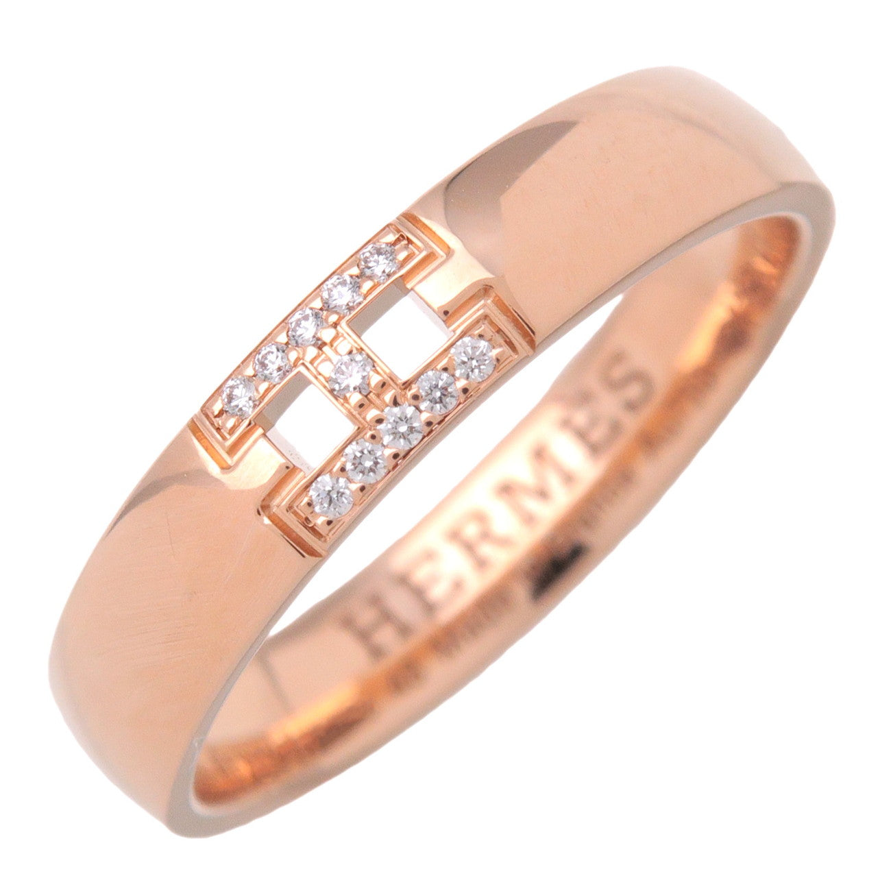 HERMES Ever Hercules 11P Diamond Ring K18PG Rose Gold US4.5 EU48