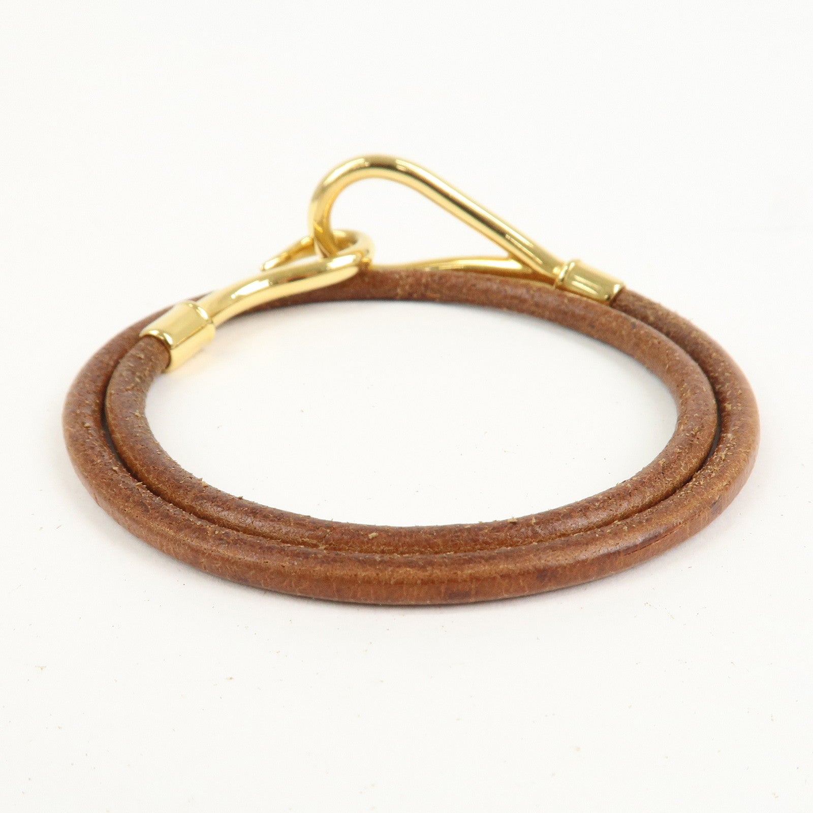 HERMES Jumbo Leather Choker Bracelet Brown