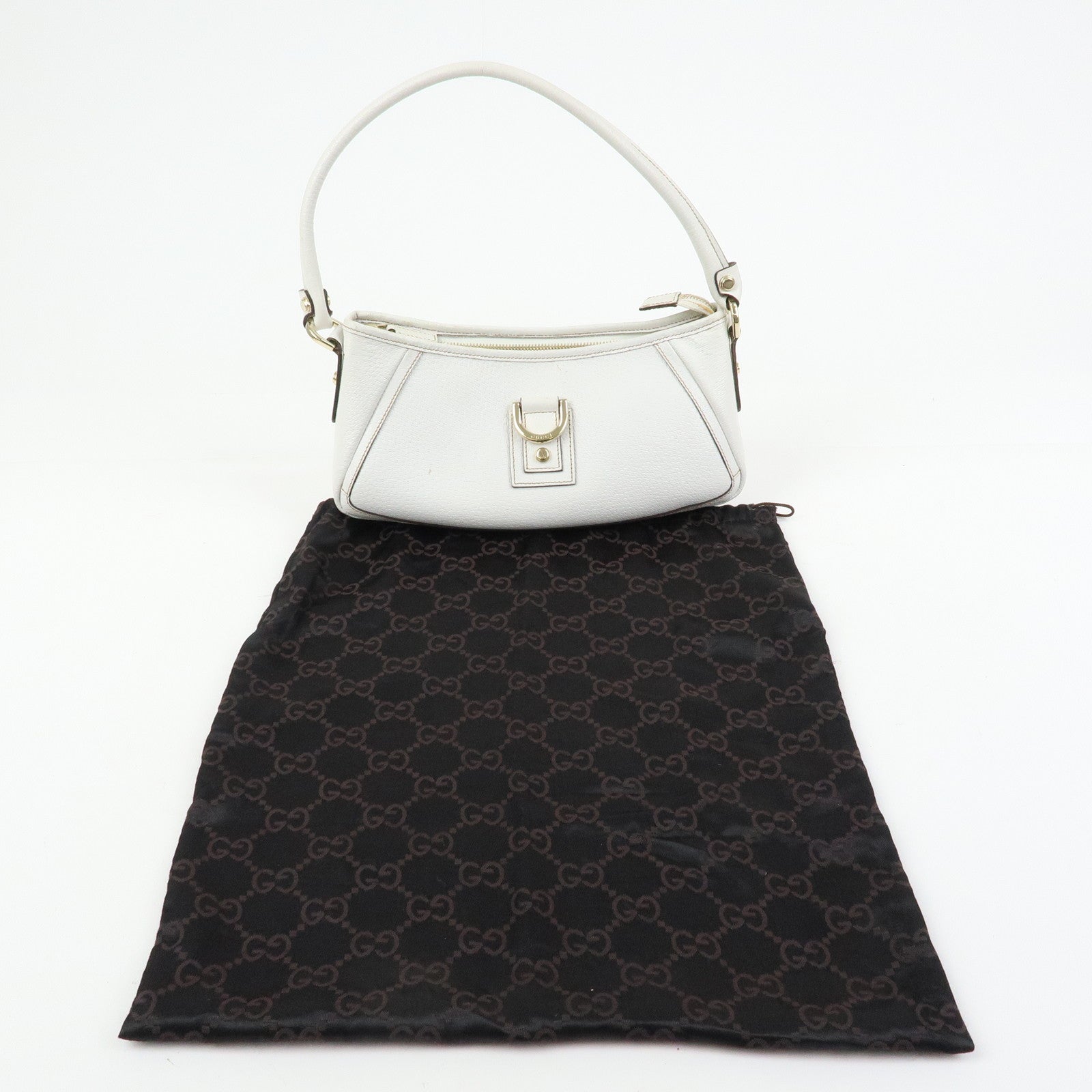 GUCCI Abbey Leather Shoulder Bag Hand Bag White 130939