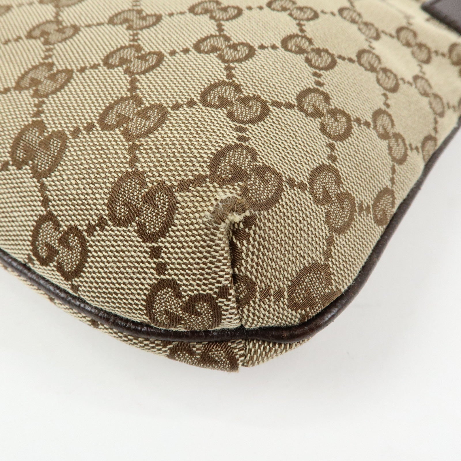 GUCCI GG Canvas Leather Shoulder Crossbody Bag Beige Brown 122793