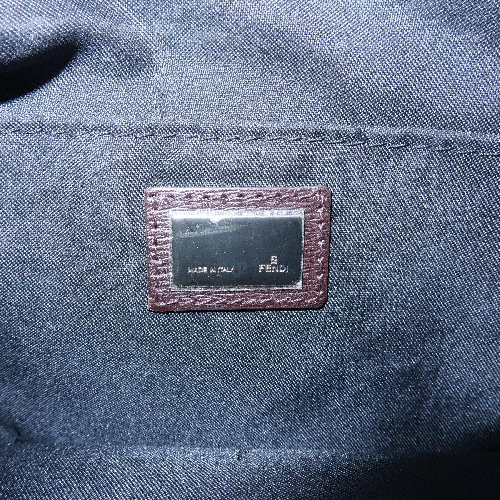 FENDI Canvas Leather Shoulder Bag Leopard Brown Black 8BR248