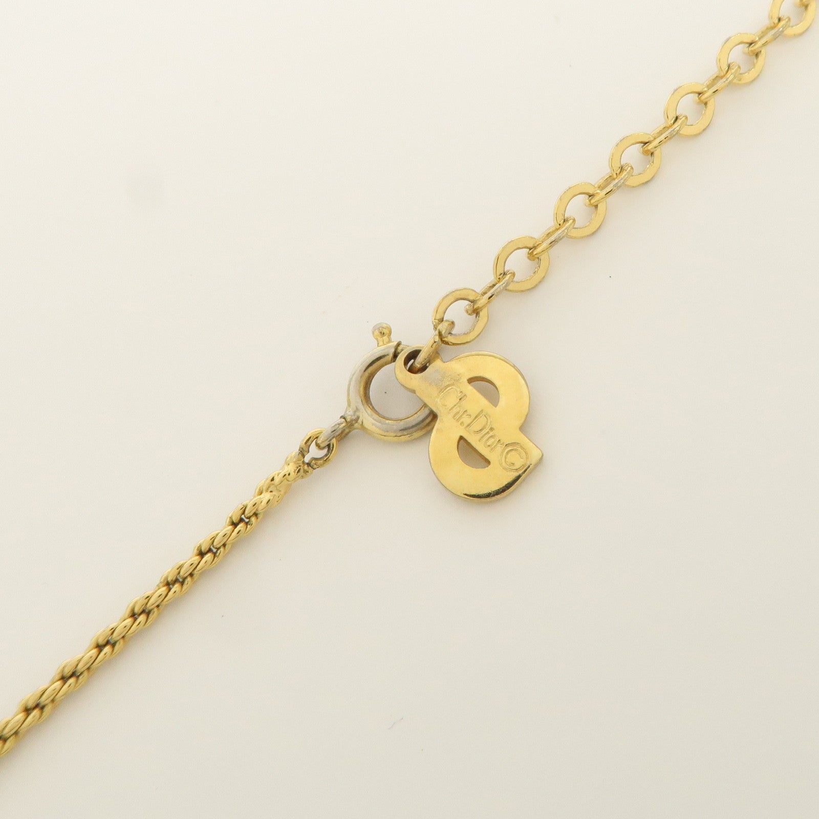 Christian Dior CD Logo Metal Necklace Choker Gold