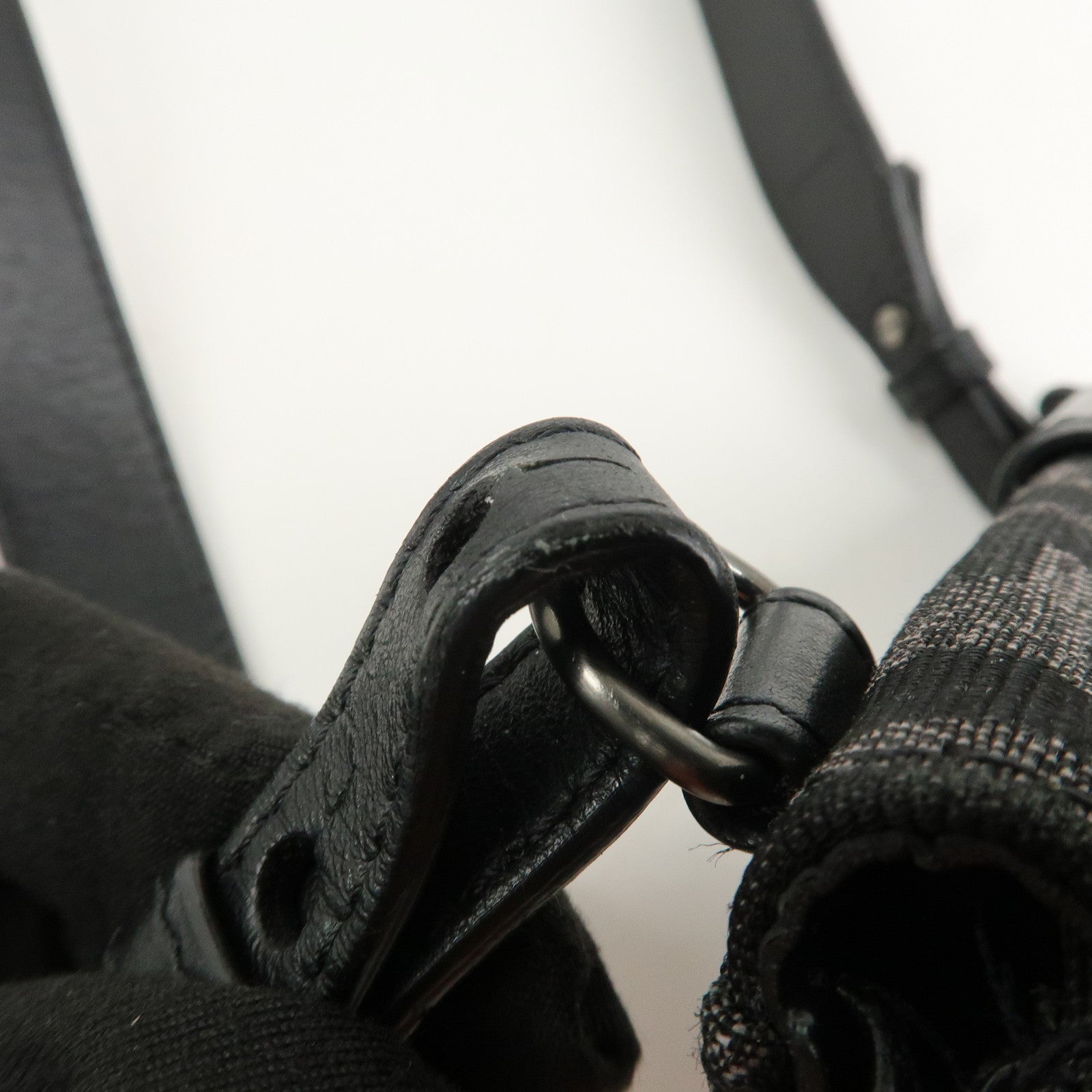 FENDI Zucca Leather Canvas Baguette Slim Clutch Bag Black 7M0295 Used