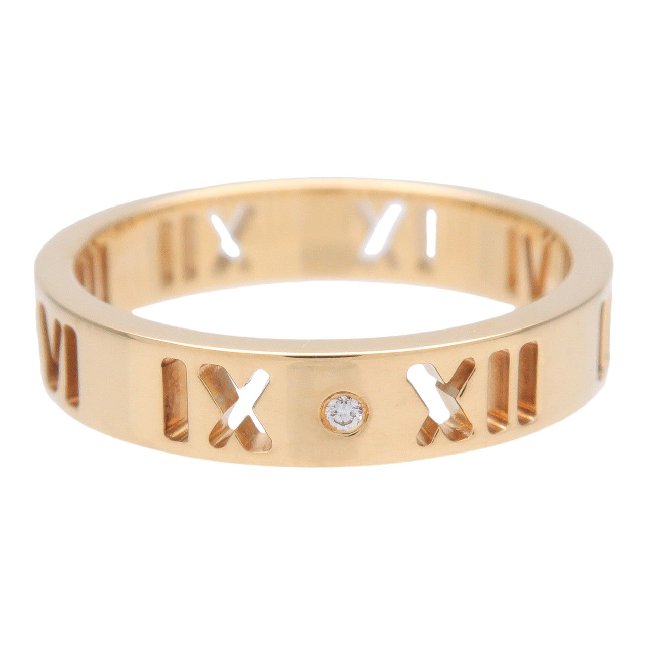 Tiffany&Co. Pierced Atlas 4P Diamond Ring K18 #48 Yellow Gold US4.5