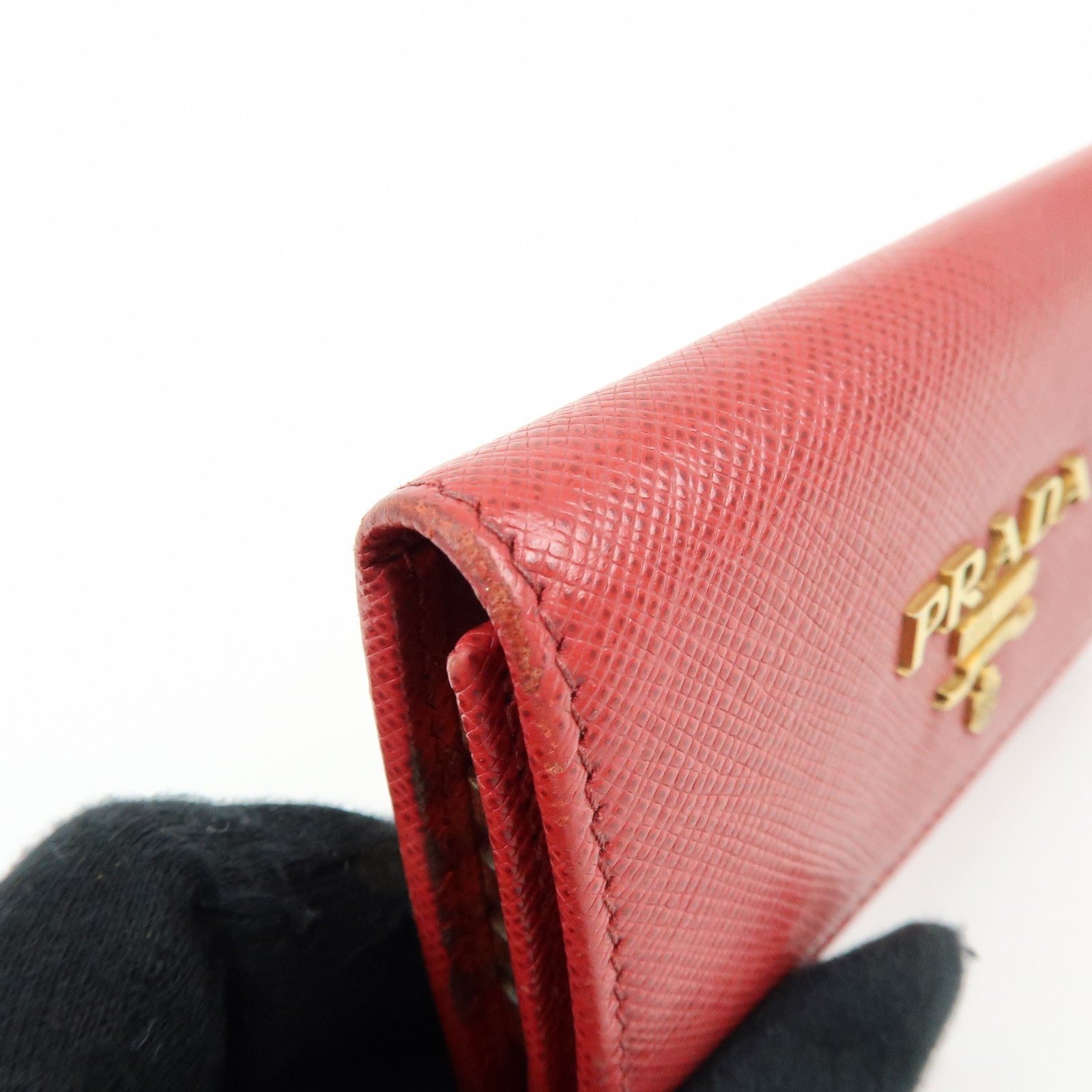 PRADA Set of 2 Saffiano Leather Key Case Red 1PG004/1PG222