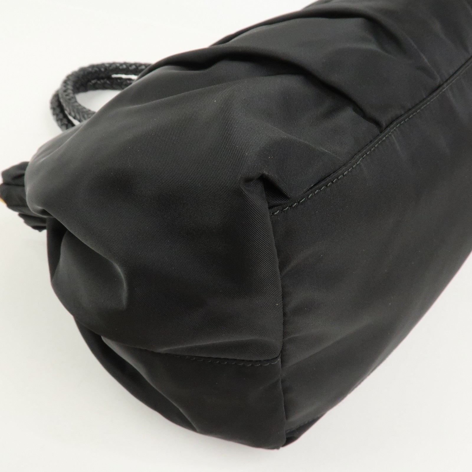 PRADA Logo Nylon Leather 2Way Bag Hand Shoulder Bag Black BN1631