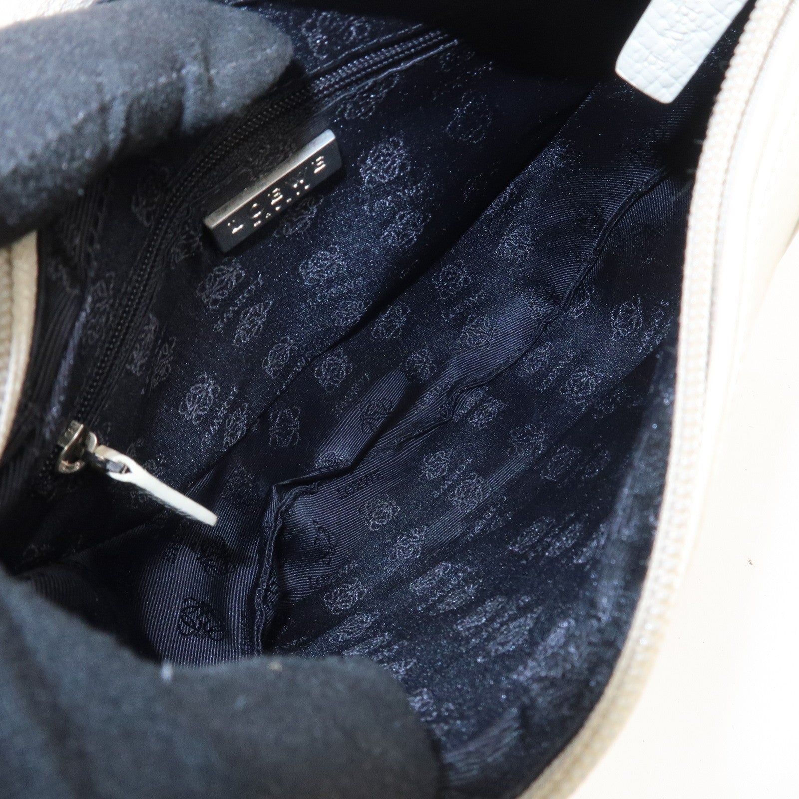 LOEWE Leather Shoulder Bag Hand Bag Ivory