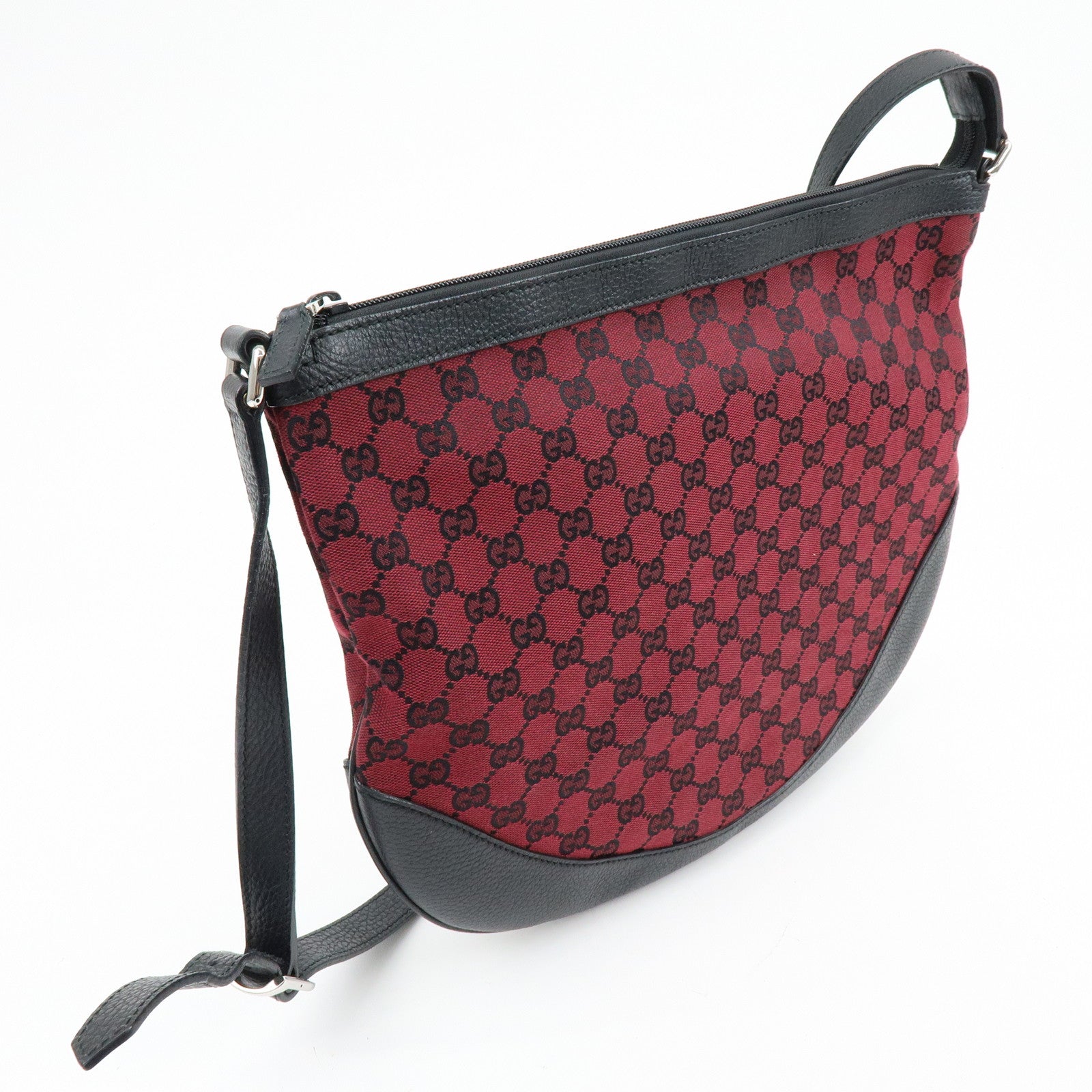 GUCCI GG Canvas Leather Shoulder Bag Crossbody Bag Red Black 272380