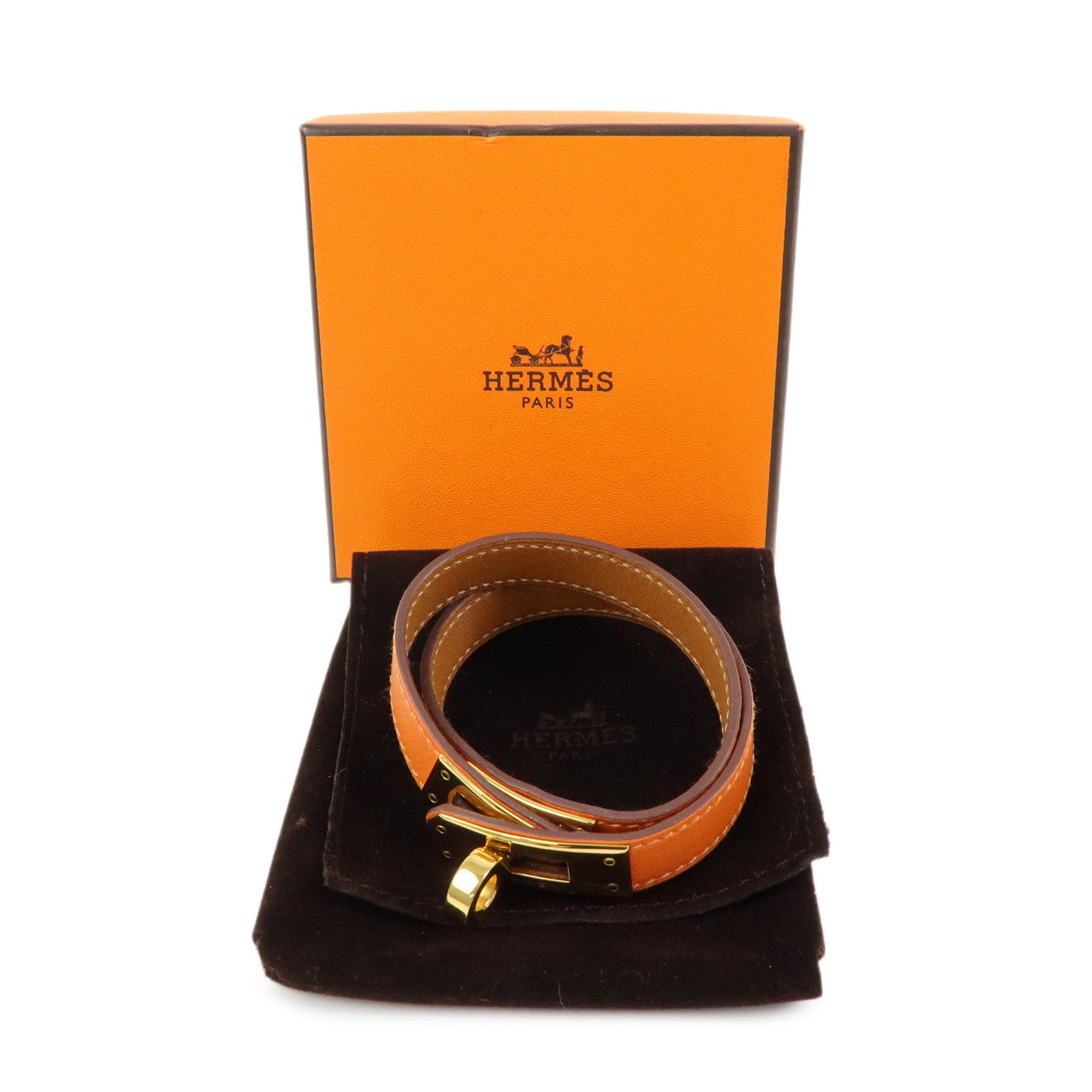 HERMES Mini Kelly Double Tour Leather Bracelet ▢P Stamped Size S