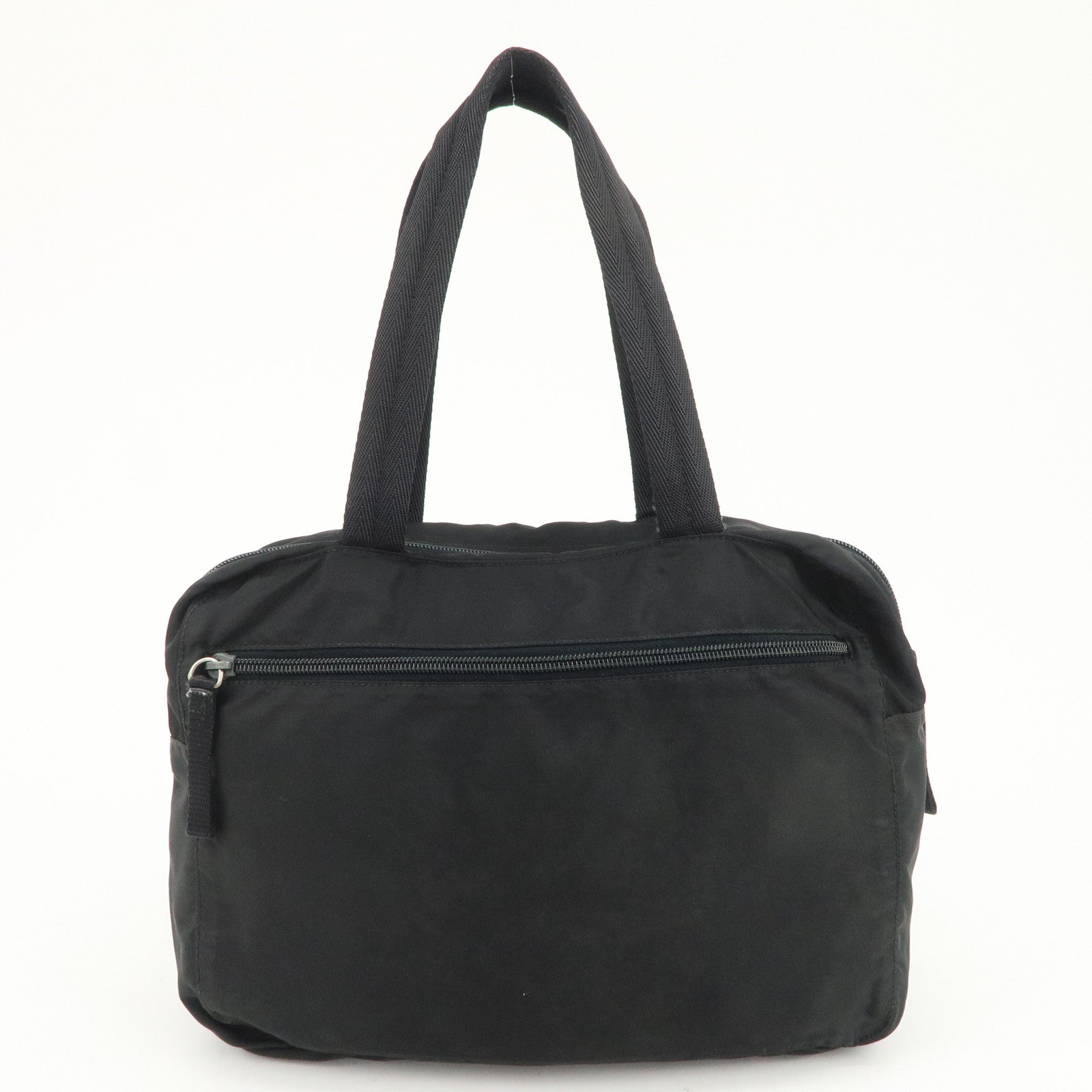 PRADA Triangle Logo Nylon Tote Bag Shoulder Bag Hand Bag Black