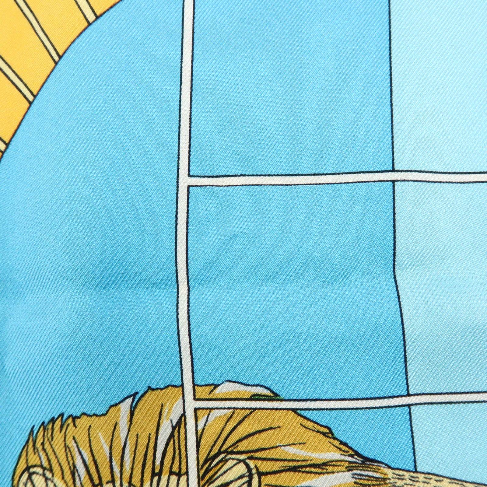 HERMES Carre 90 Silk 100% Scarf Circus Blue Gold