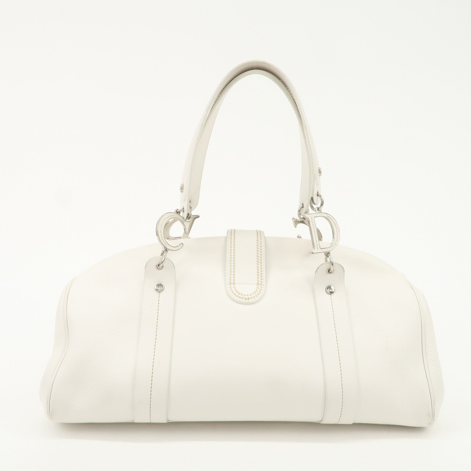 Christian Dior Leather Maris Pearl Hand Bag White