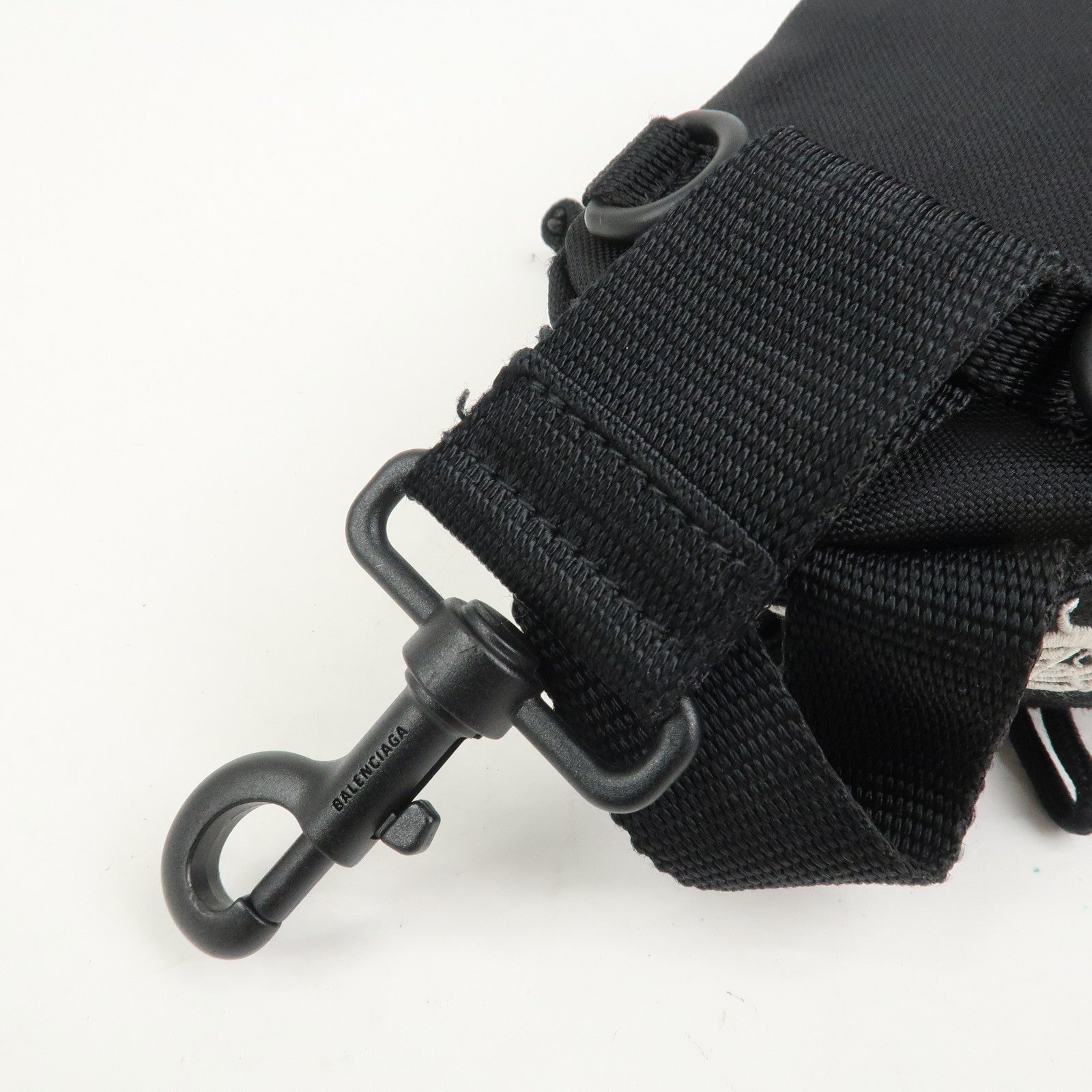 BALENCIAGA Logo Nylon Explorer Mini Shoulder Bag Black 656060