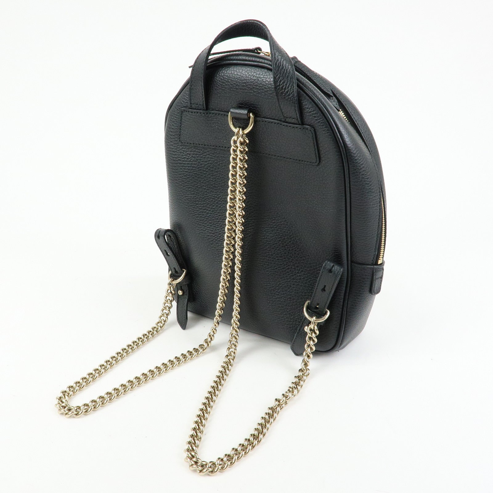 GUCCI SOHO Interlocking G Leather Backpack Rucksack Black 431570