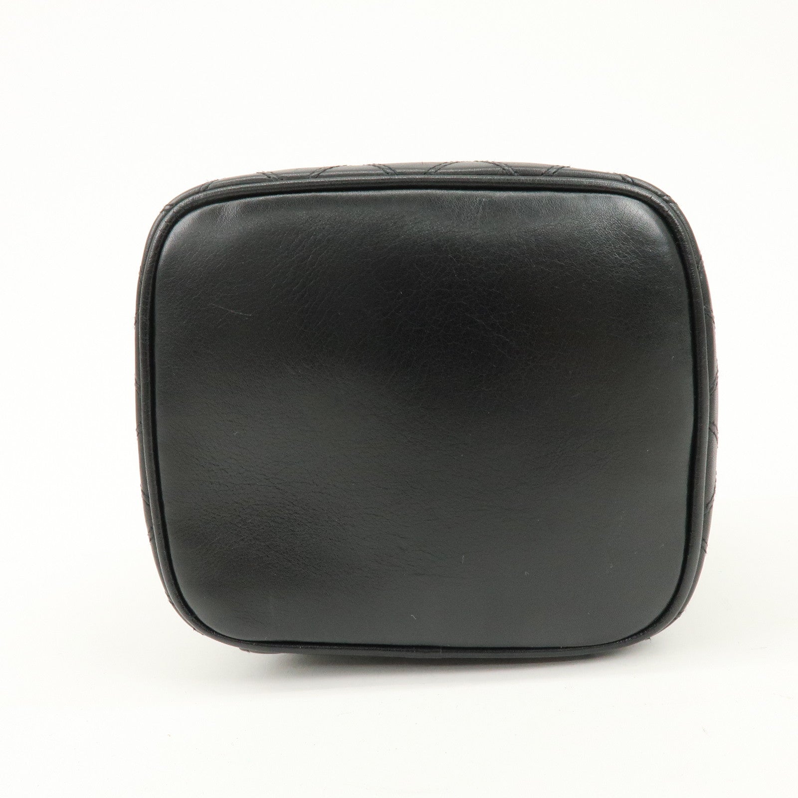 CHANEL Bicolore Lamb Skin Vanity Bag Hand Bag Black A01619