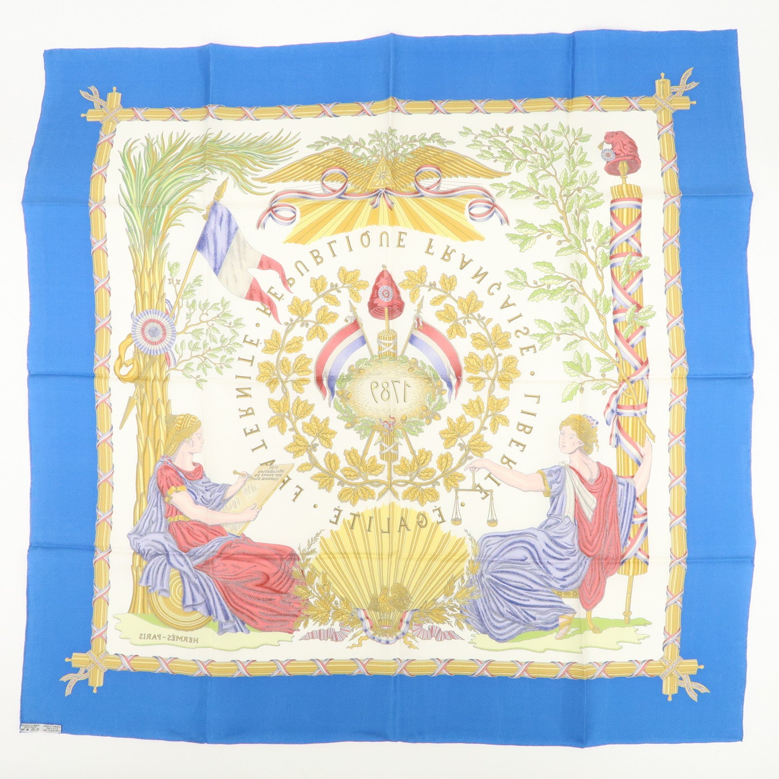 HERMES Carre 90 LIBERTE EGALITE FRATERNITE Silk 100% Scarf